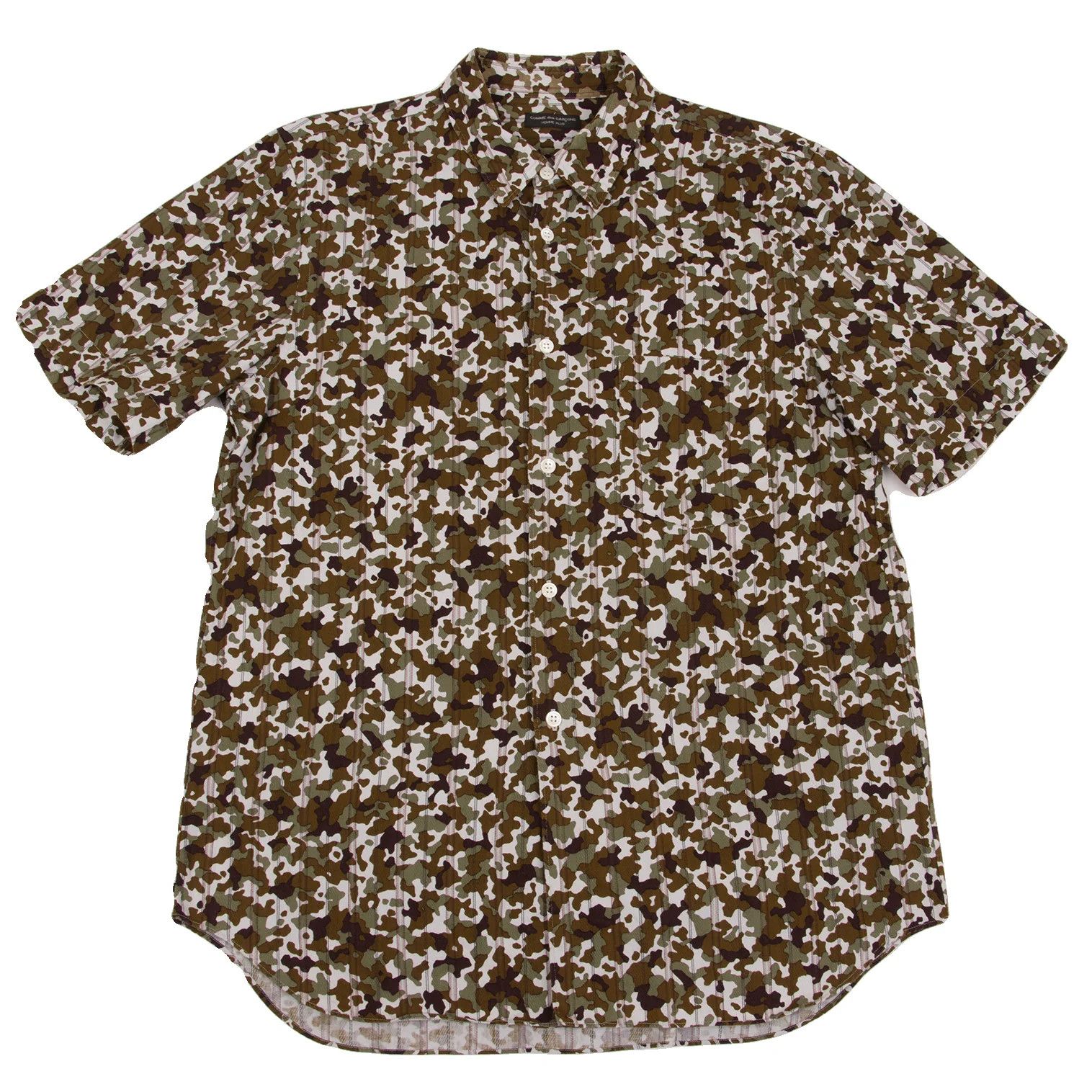 Comme des Garcons Homme Plus Camouflage Pattern Short Sleeve Shirt in Light Gray Khaki Size US M / EU 48-50 / 2 - 1 Thumbnail