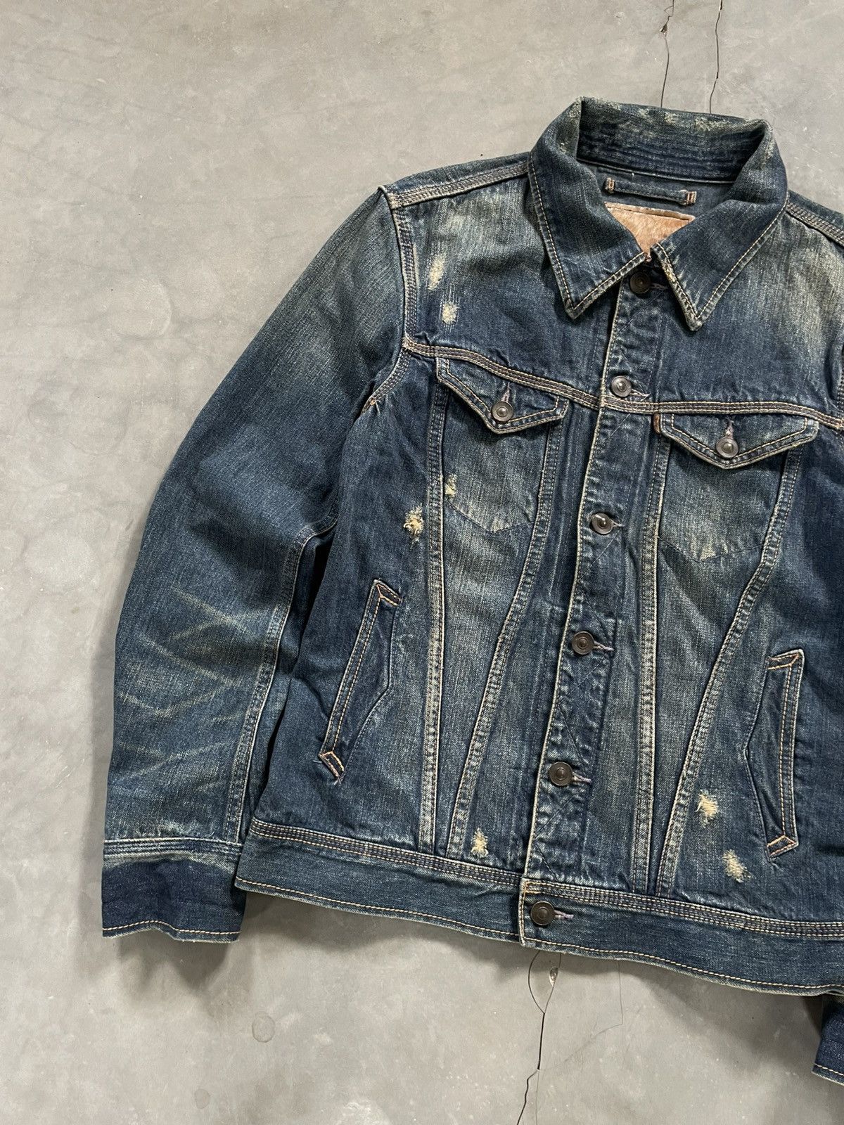 GOA GOA Selvedge Distressed Denim Jacket Hair on Hide Patch Size US M / EU 48-50 / 2 - 6 Thumbnail