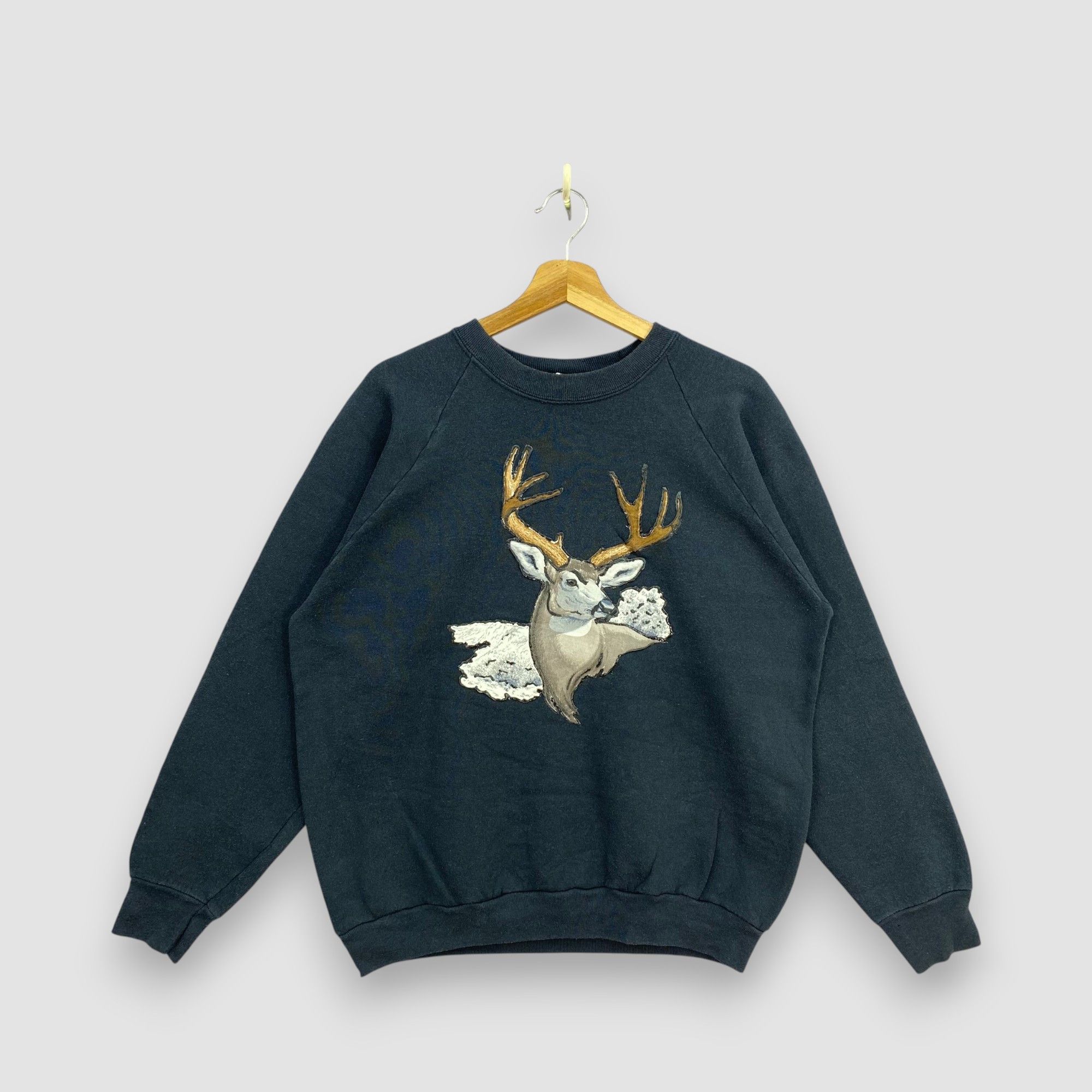 Vintage Vintage 90s Fruit Of The Loom Sweater Whitetail Buck Size US L / EU 52-54 / 3 - 1 Thumbnail