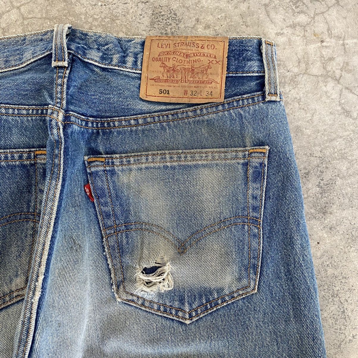 Levi's Vintage 90’s Levis 501 Faded Rusty Blue Jeans Size US 32 / EU 48 - 21 Thumbnail