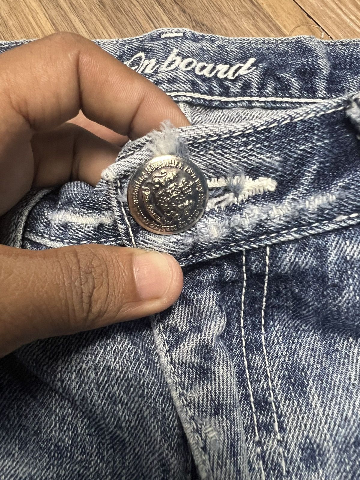 Beauty Beast Vintage Distressed Denim Jeans - "On Board" Brand (41) Size US 31 - 8 Thumbnail