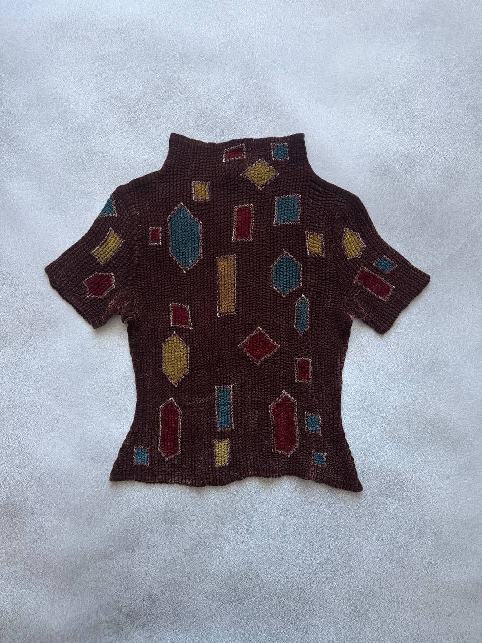 Japanese Brand Rare Archive Yoshiki Hishinuma Geometric Textured Knit Top Size S / US 4 / IT 40 - 1 Thumbnail