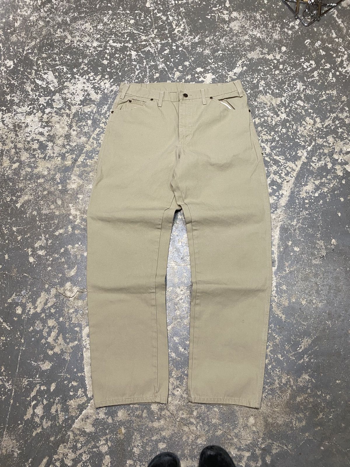Carhartt × Dickies × Vintage Vintage Dickies Tan Cream Carpenter Baggy Fit Pants Size US 35 - 3 Thumbnail