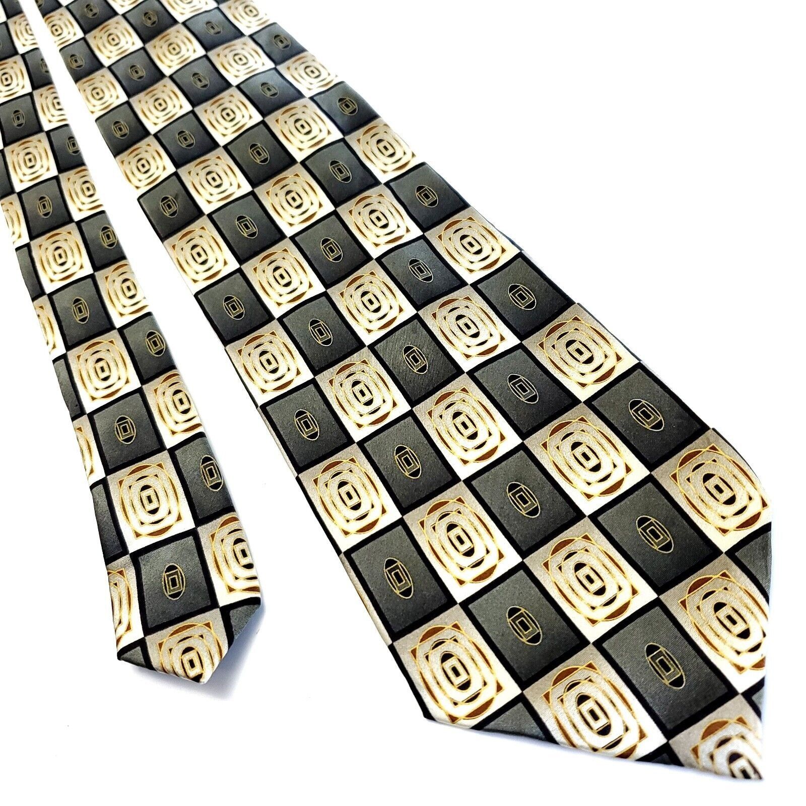 Croft & Barrow Croft & Barrow Green Beige Silk Tie Woven Wide Check Size ONE SIZE - 1 Thumbnail