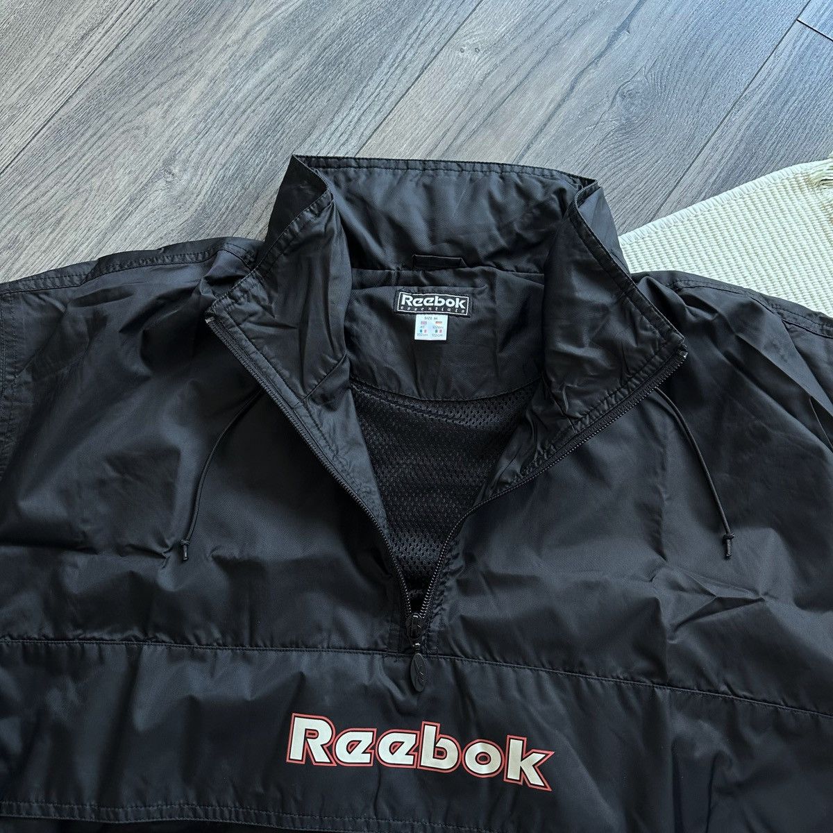 Reebok early 2000s Reebok Anorak Nylon Black Jacket Windbreaker Size US XL / EU 56 / 4 - 4 Thumbnail