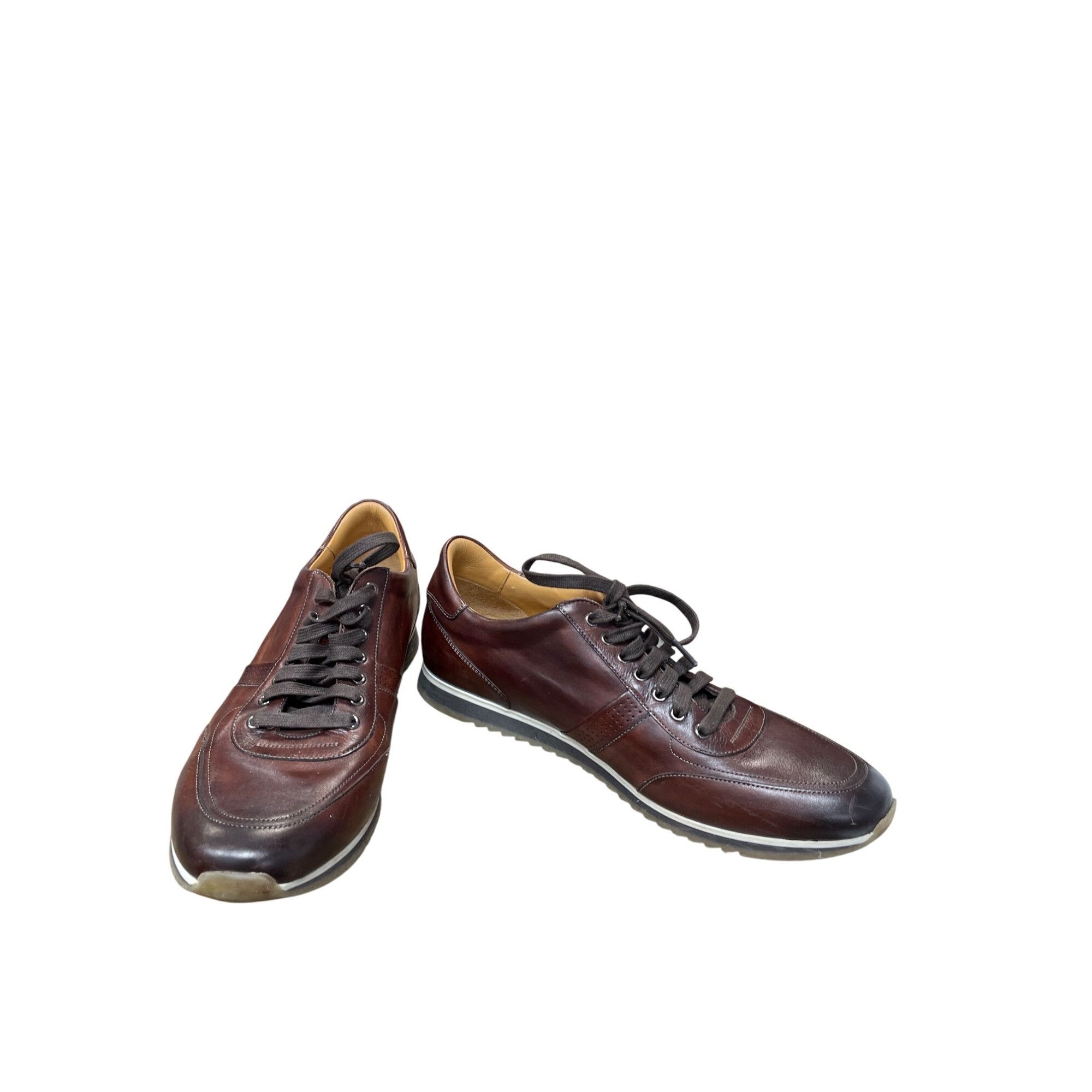 Magnanni Magnanni Mens brown luxury Portugal made leather sneakers si Size US 11 / EU 44 - 1 Thumbnail