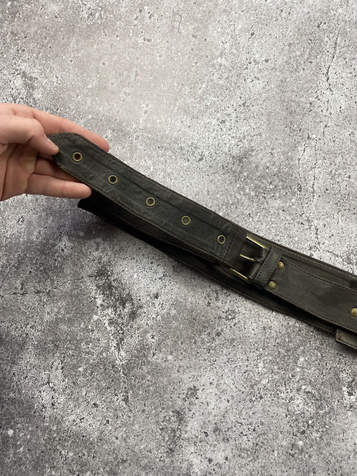Japanese Brand × Vintage Avant garde cowboy leather Y2K brown belt Japanese style Size ONE SIZE - 7 Thumbnail