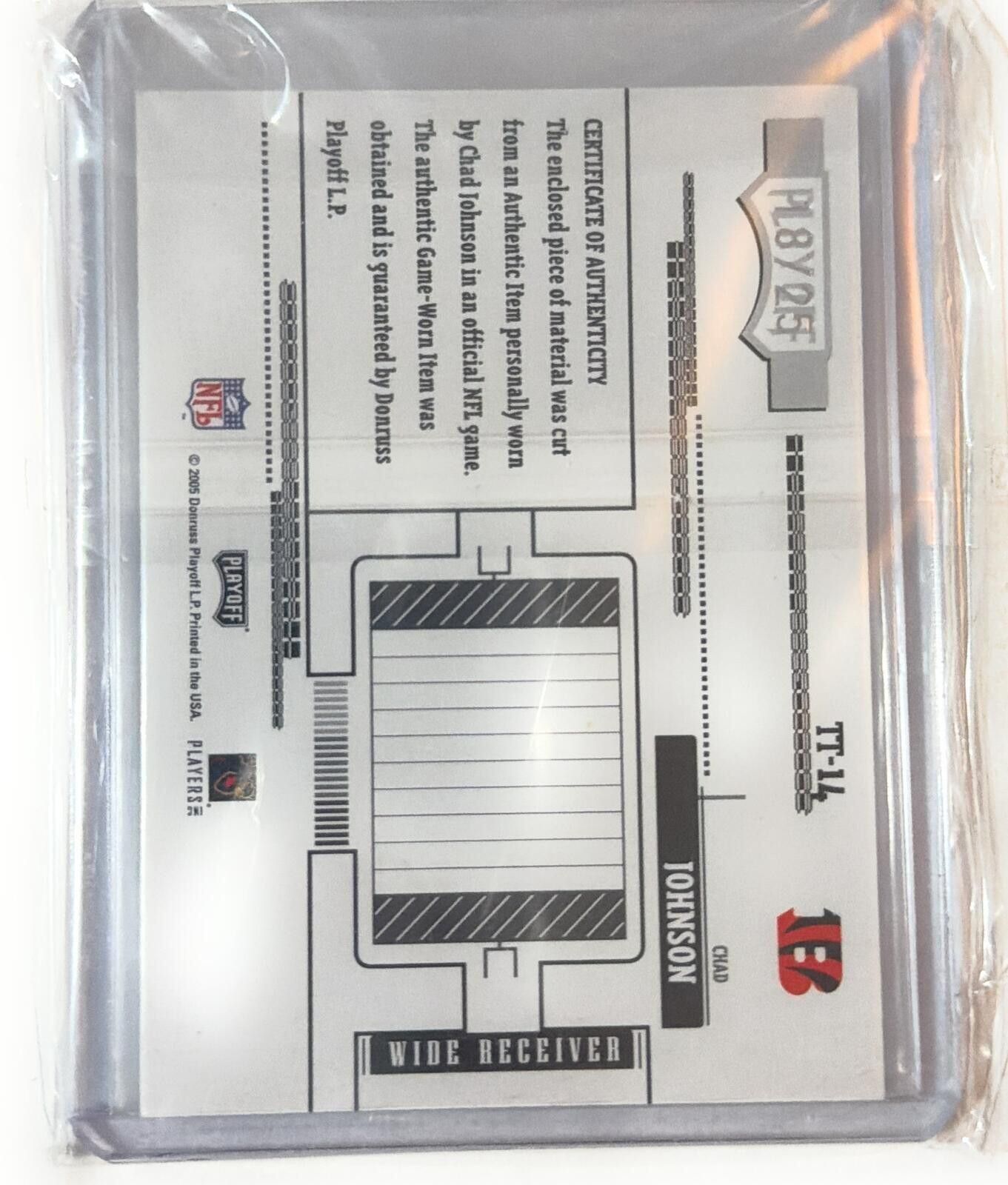 Other 2005 Chad Johnson Tools of the Trade Black 18/25 Tri-Patch Size ONE SIZE - 4 Thumbnail