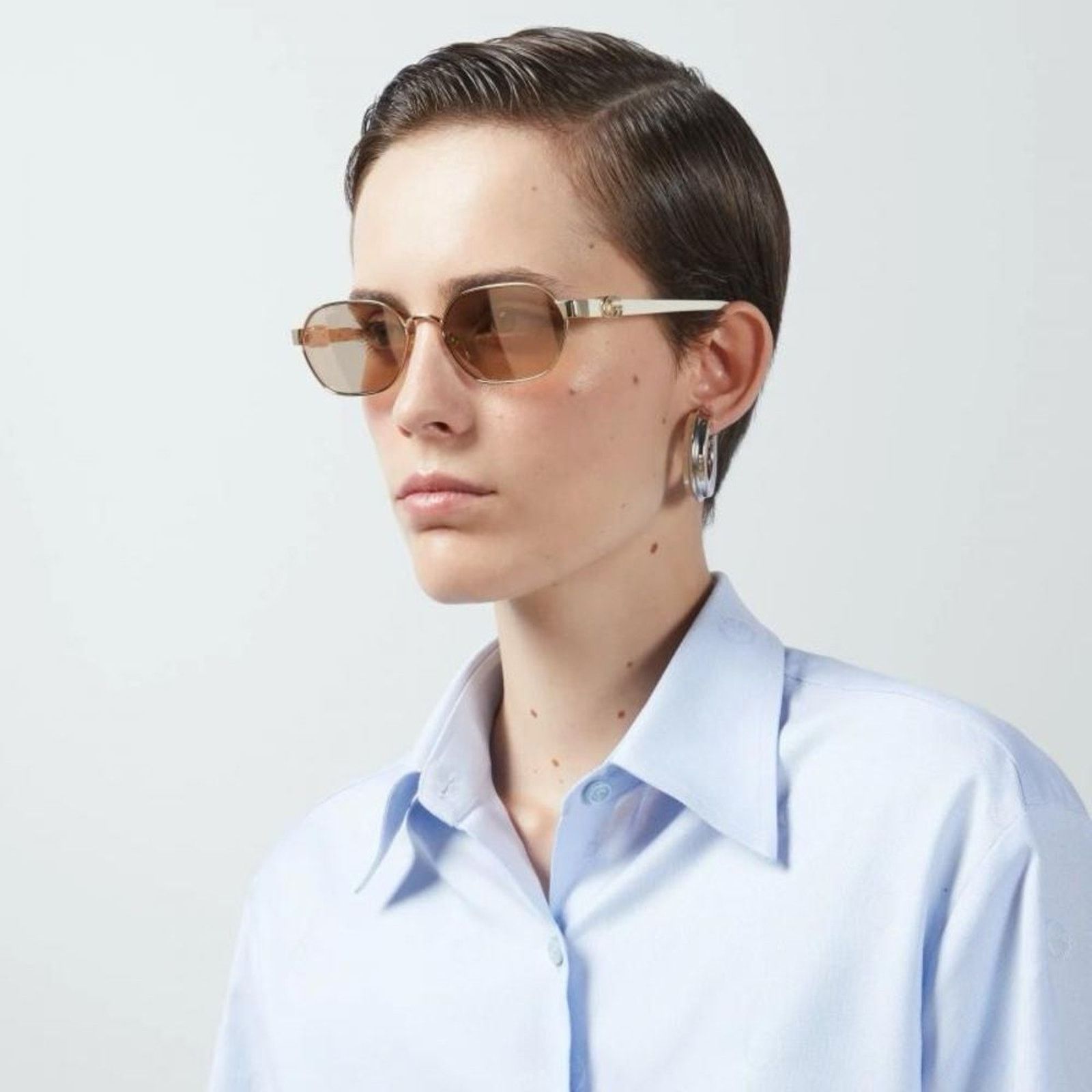 Gucci BRAND NEW GUCCI GG1593S 002 Gold/Ivory/Pink Women Sunglasses Size ONE SIZE - 1 Thumbnail