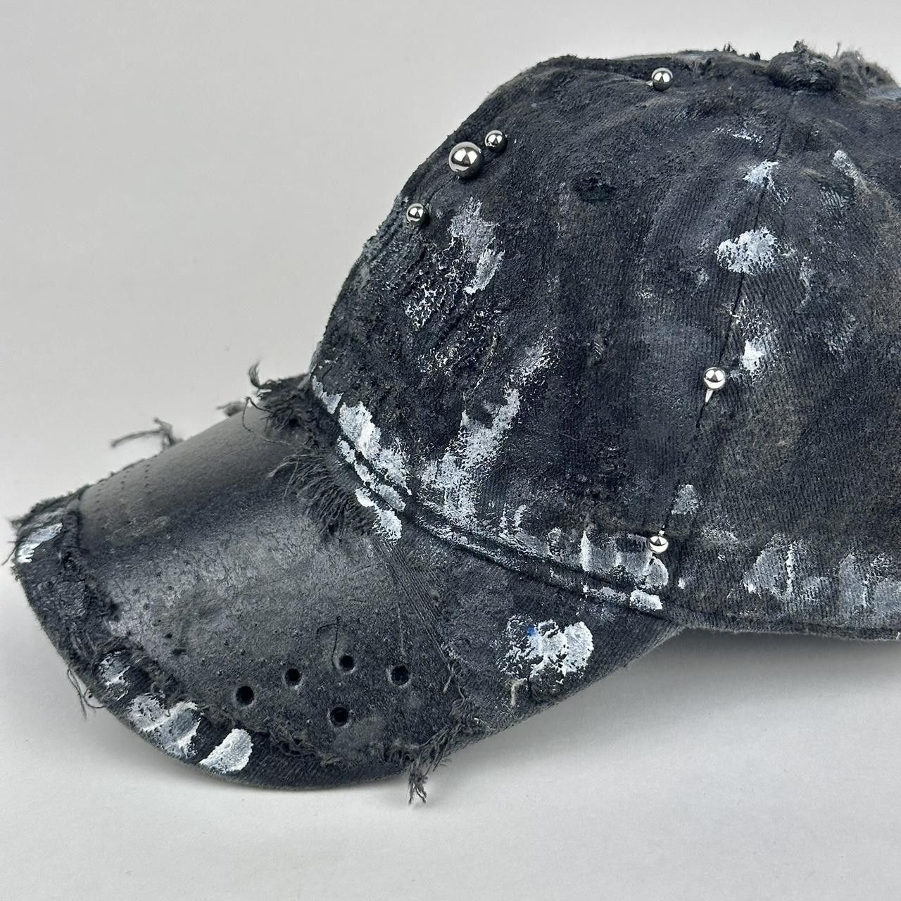 Other ASTROBOI* 'Cali' Black Painted Pierced Distressed Hat Size ONE SIZE - 6 Thumbnail