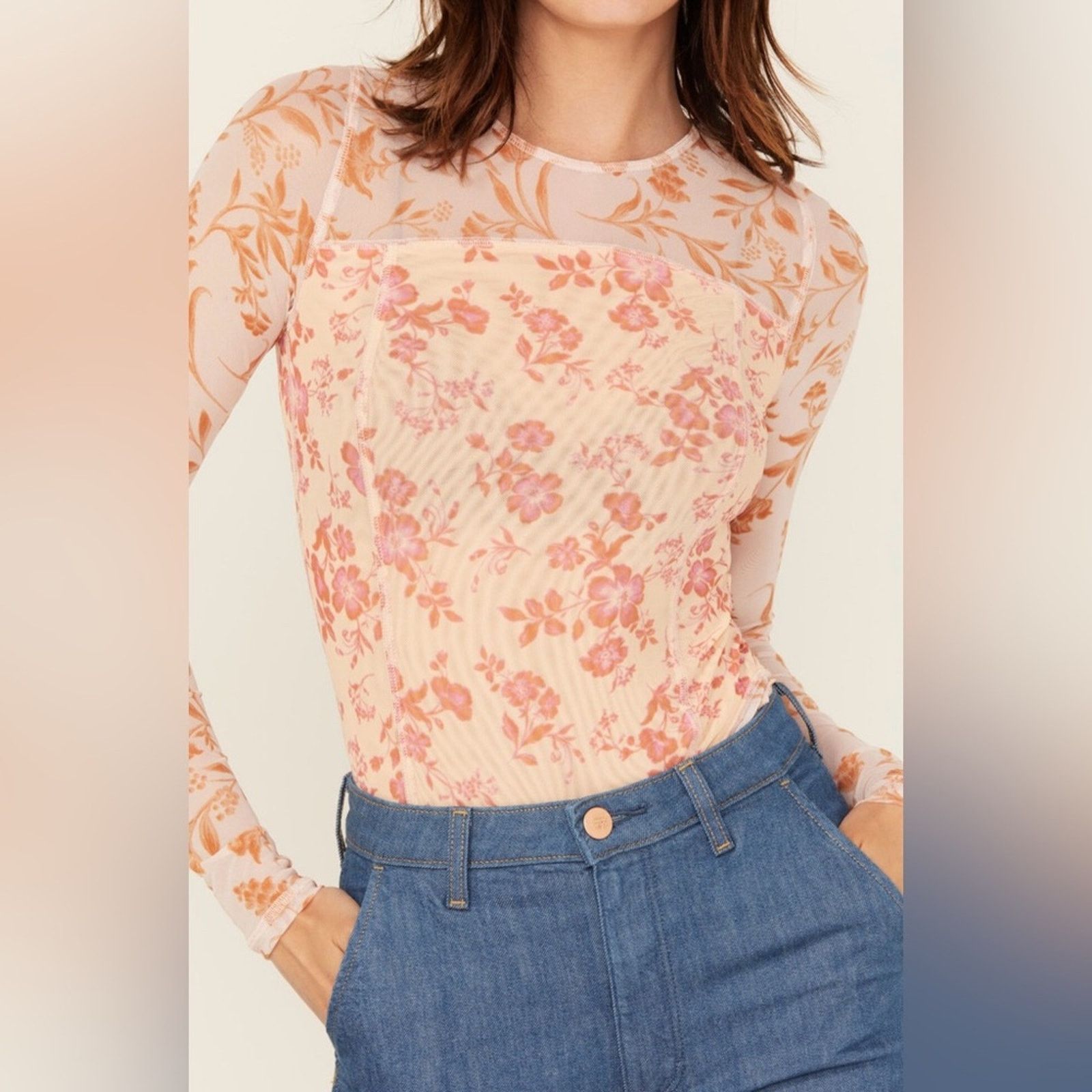 Free People 🎉LAST PIECE🎉Free People Betty's Garden Top in Coral Combo Size XL / US 12-14 / IT 48-50 - 5 Thumbnail