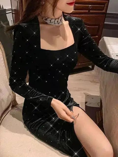 Japanese Brand Women's festive long dress with slit and sequins Size M / US 6-8 / IT 42-44 - 4 Thumbnail