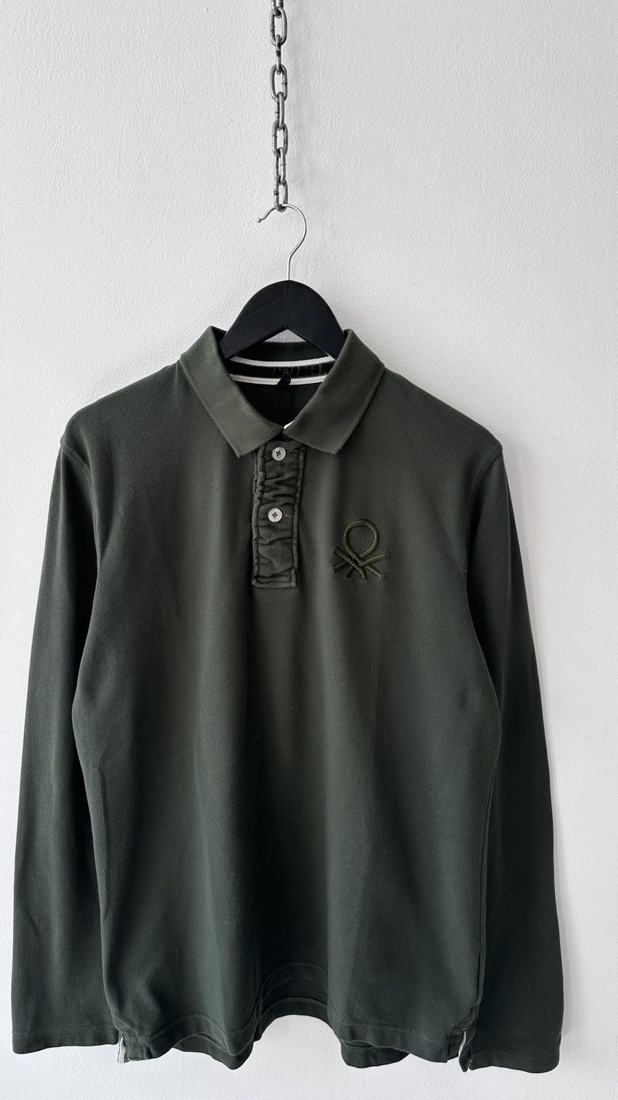 United Colors Of Benetton United Colors of Benetton Long Sleeve Polo Shirt XL Big Logo Size US XL / EU 56 / 4 - 6 Thumbnail