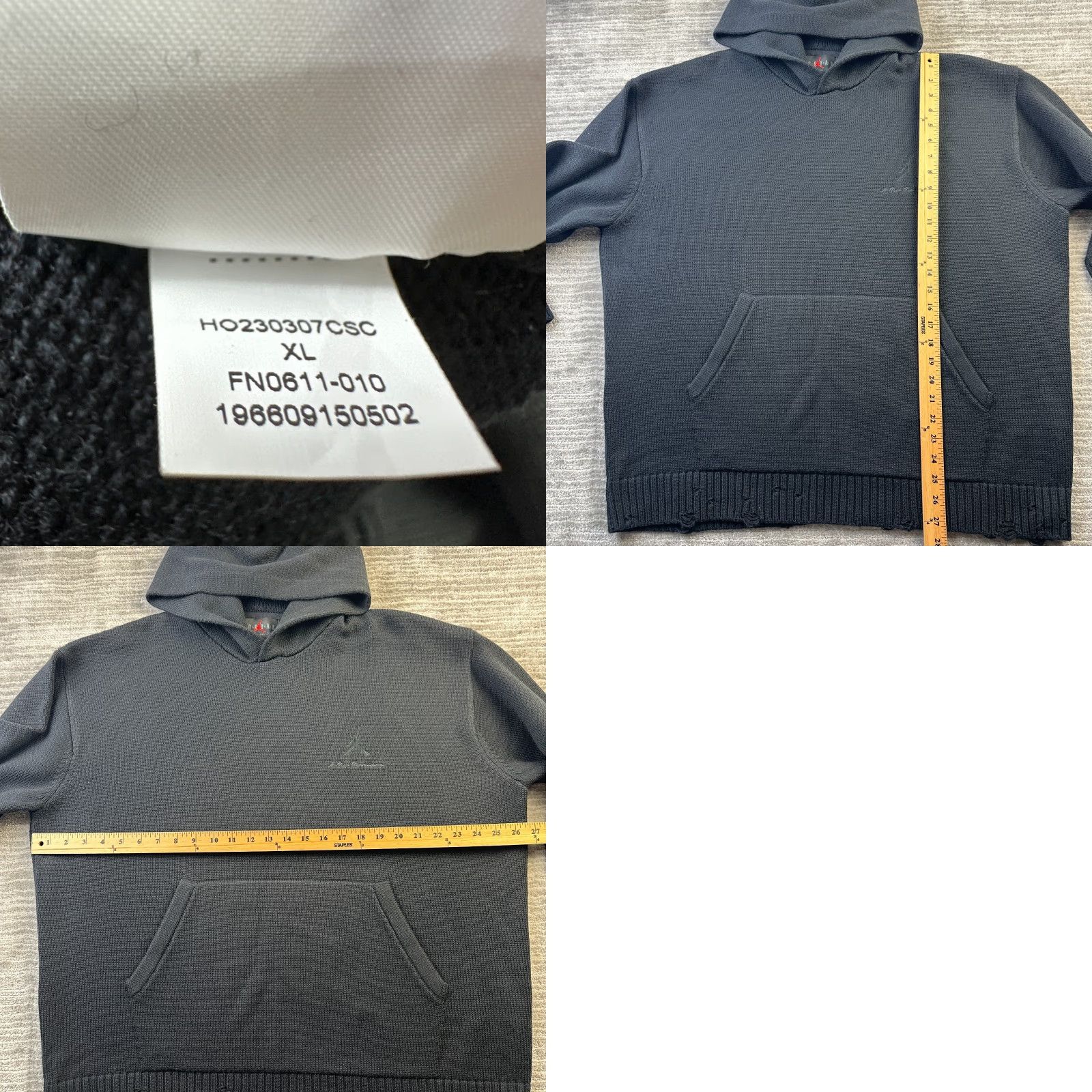 Jordan Brand Jordan A Ma Maniere Hoodie Mens XL Black Wool Knit Distressed Logo Zip Crew Neck Pullover Hooded Regular Vintage: No Size US XL / EU 56 / 4 - 8 Thumbnail