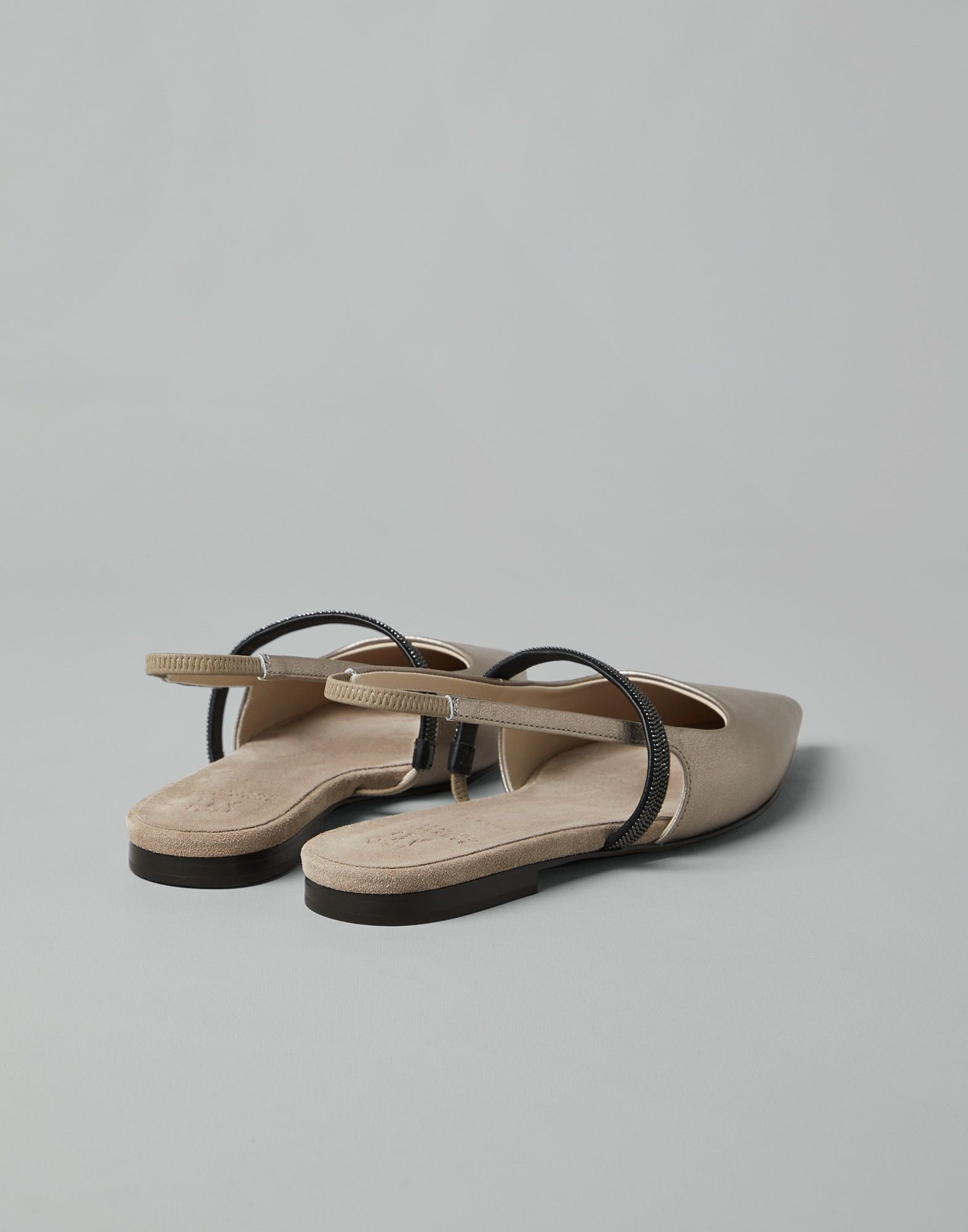 Brunello Cucinelli o1w1db10825 Pair Of Ballet Flats in Natural/Golden Size US 8 / IT 38 - 3 Thumbnail