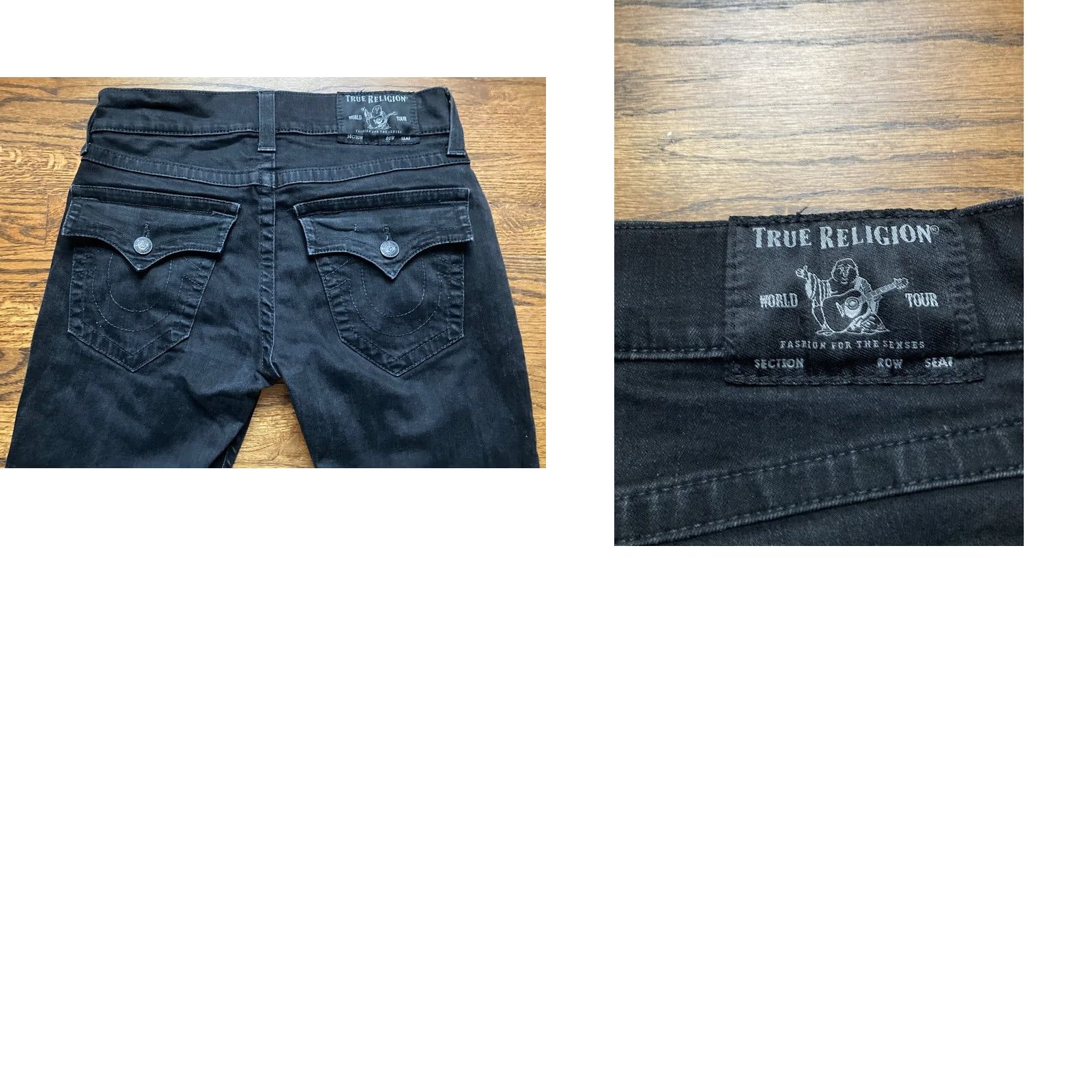 True Religion VINTAGE True Religion Jeans Mens Sz 31x33 Rocco Relaxed Skinny Flap Black Denim Stretch Size US 31 - 9 Thumbnail