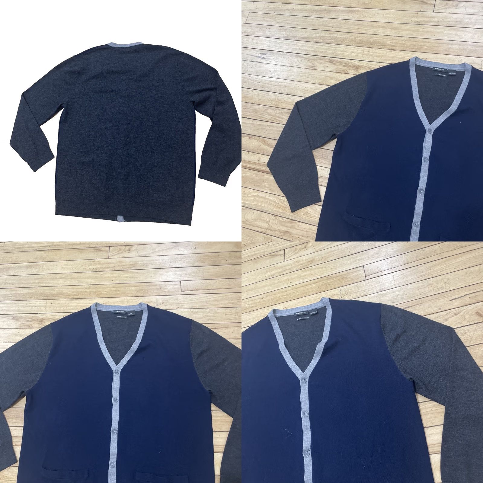 Liz Claiborne Claiborne Cardigan Sweater Men 2XL Navy Blue Wool V-Neck Preppy All Seasons Casual Size US XXL / EU 58 / 5 - 9 Thumbnail