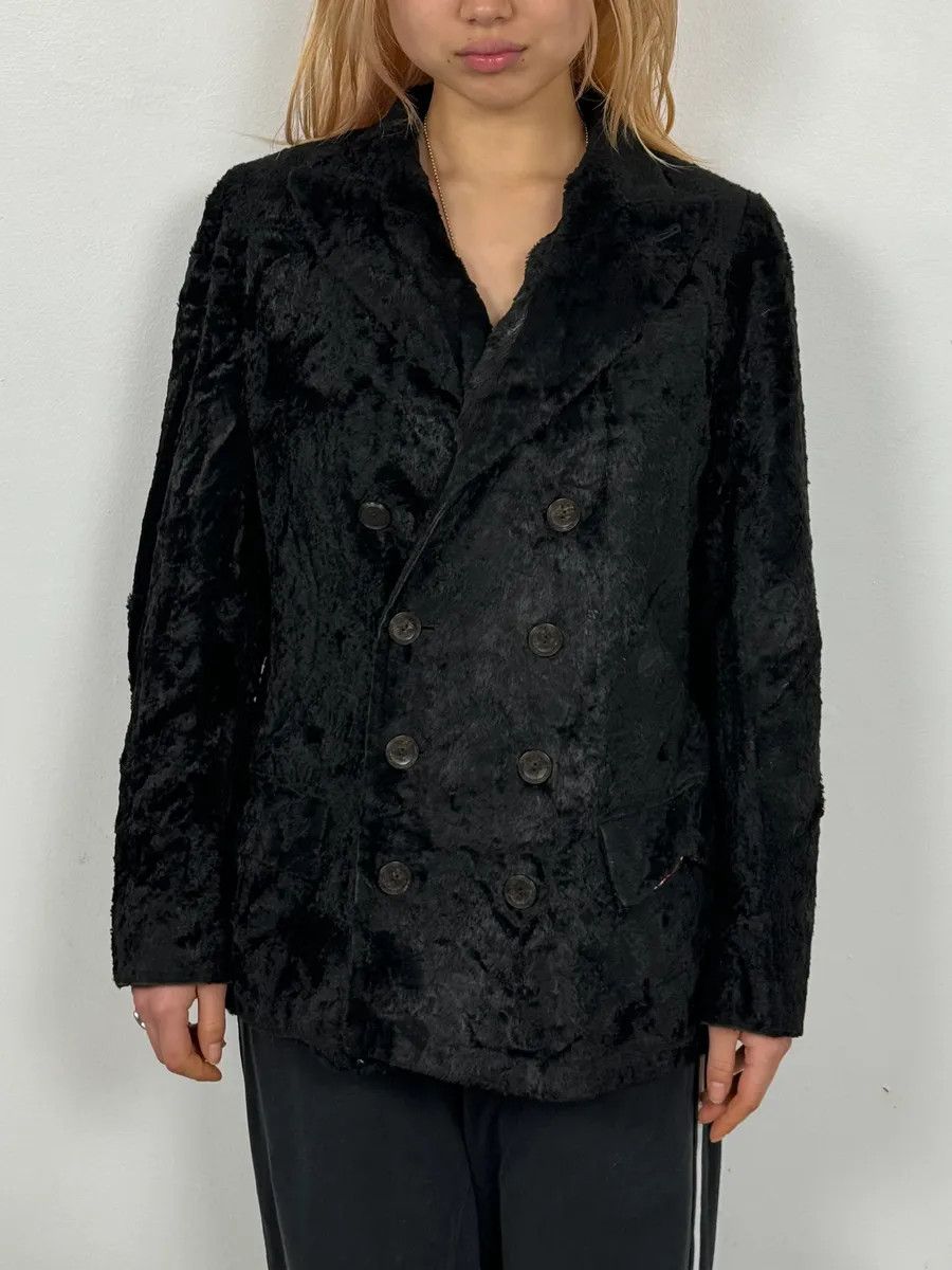 Jean Paul Gaultier 2000s Jean Paul Gaultier Black Fur Velvet Blazer Jacket Size S / US 4 / IT 40 - 2 Thumbnail