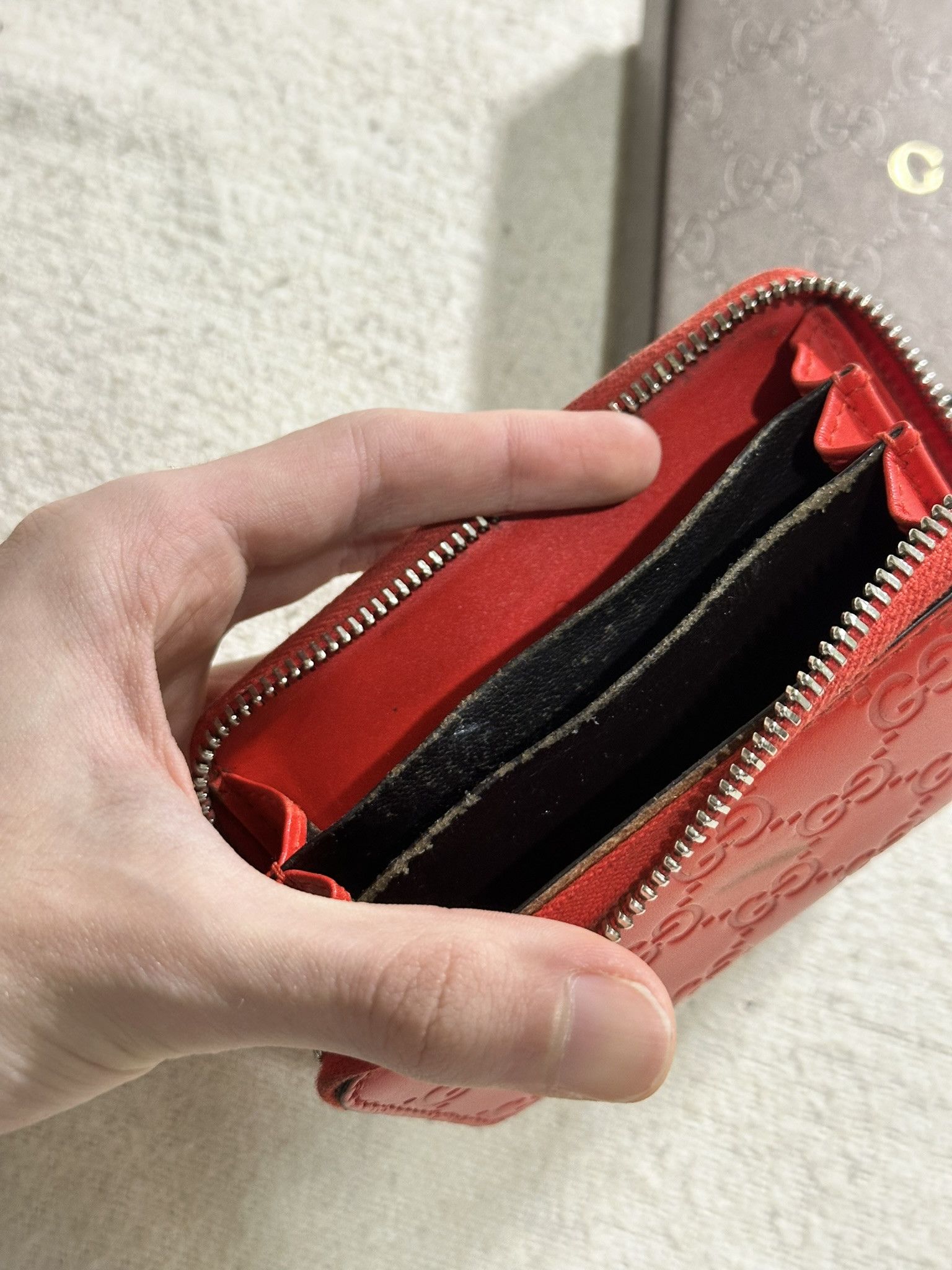 Gucci Gucci Zip Around Wallet Guccissima GG Monogram Red Leather Size ONE SIZE - 13 Thumbnail