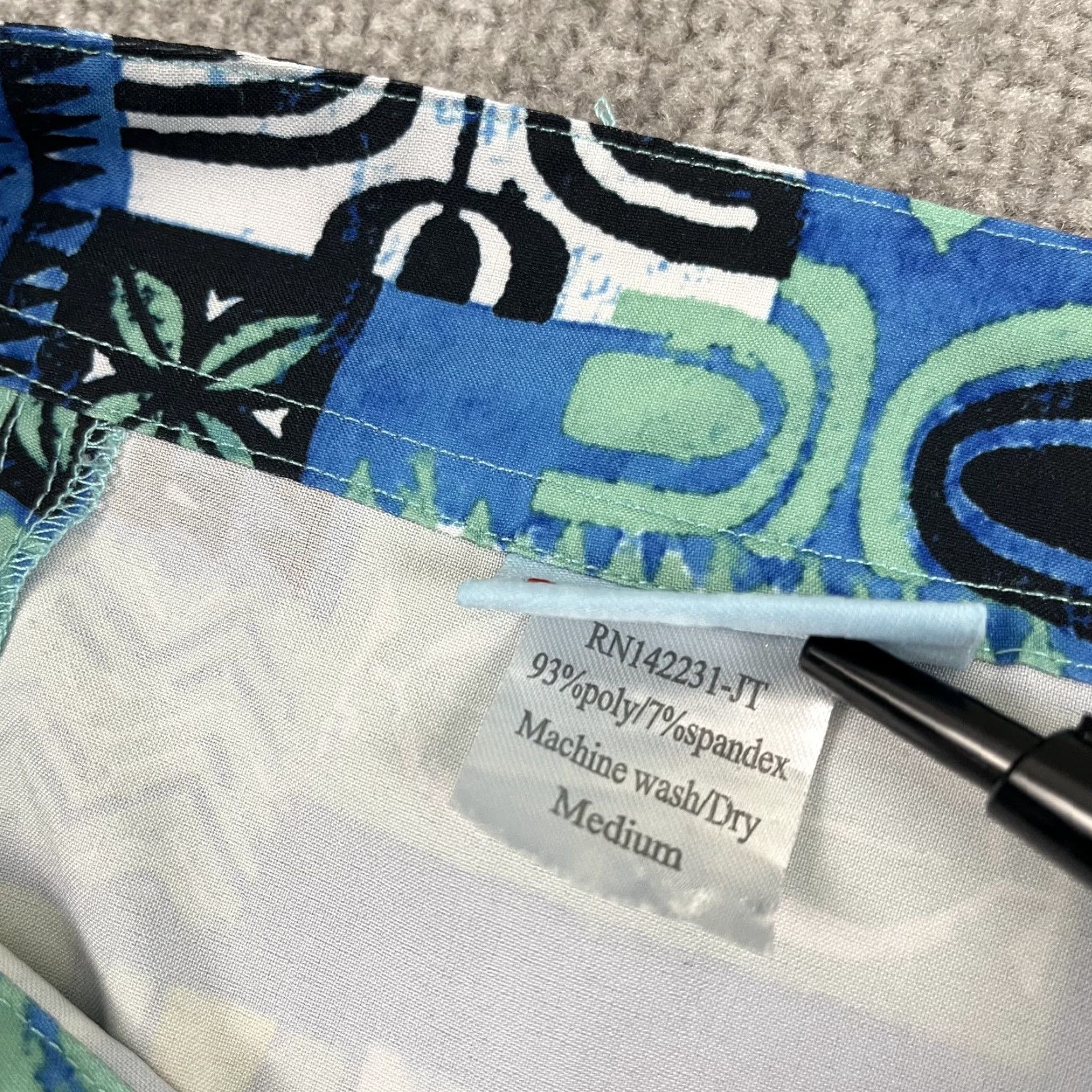 Vintage RipSkirt Hawaii Wrap Skirt Womens Medium Adjustable Waist Blue Green Geometric Beach Wrap Size 32" / US 10 / IT 46 - 5 Thumbnail