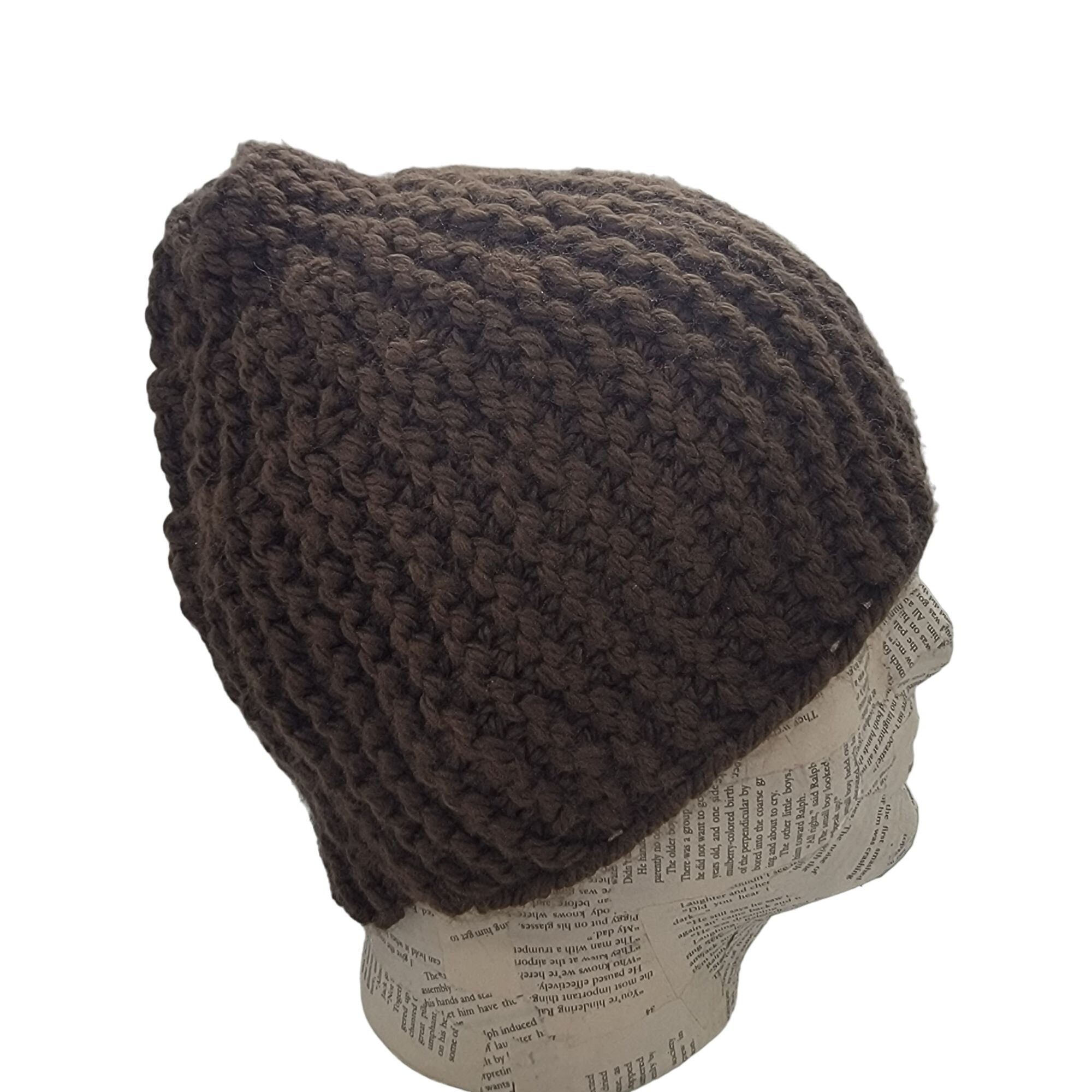 Other ⭐Handmade Crochet Beanie Hat Knit Brown Chunky Style Warm Wi Size ONE SIZE - 3 Thumbnail