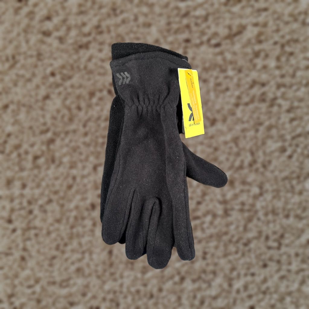 Vintage All In Motion Gloves Adult One Size Black Polyester Fleece Winter Ski Mens Size US M / EU 48-50 / 2 - 1 Thumbnail