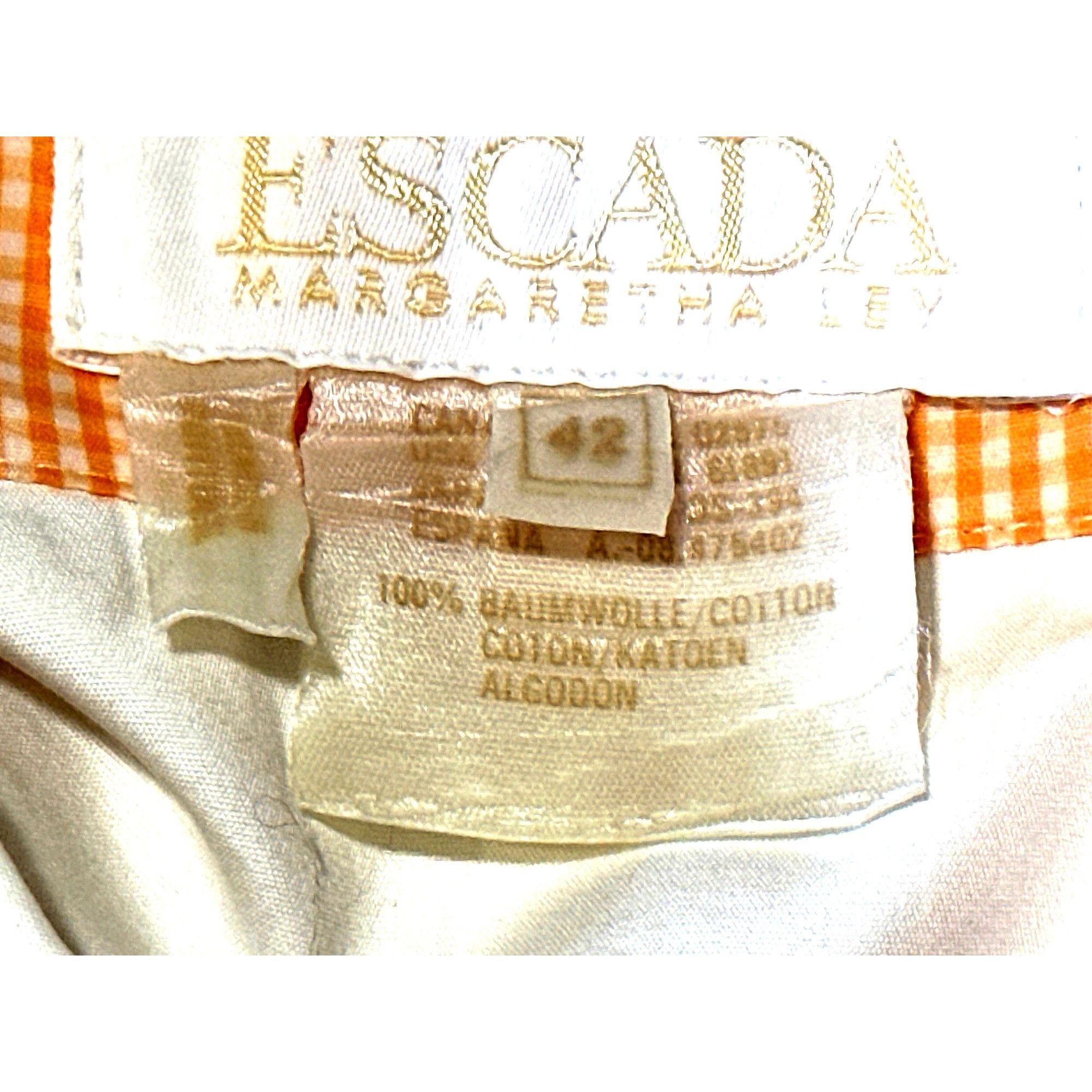 Escada Escada Margaretha Ley 42 White Cotton Button Up Shirt Orange Size M / US 6-8 / IT 42-44 - 9 Thumbnail