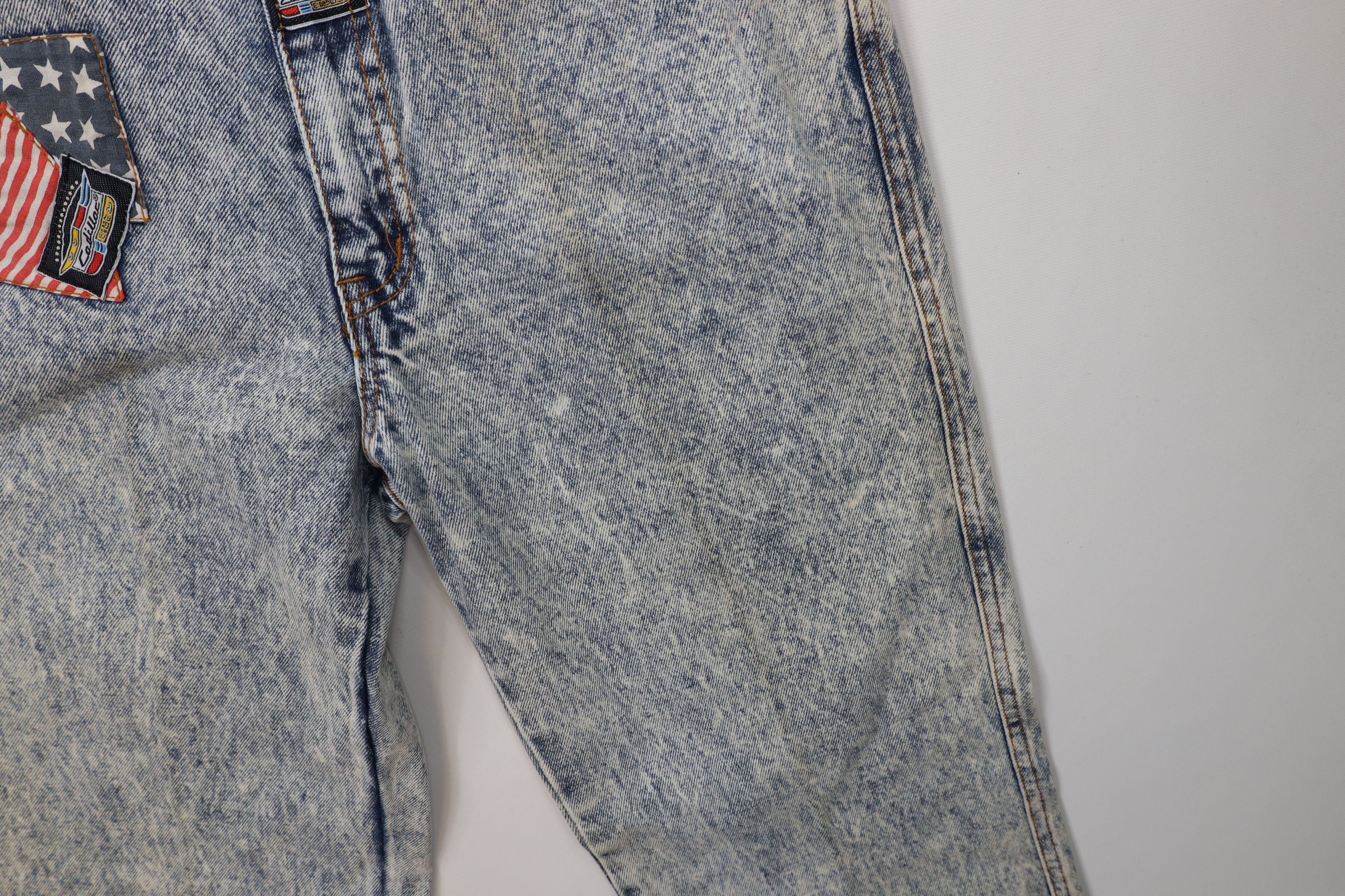 Cadillac Deadstock Vintage 80s 90s Cadillac Racing Acid Wash Jeans Size US 32 / EU 48 - 7 Thumbnail