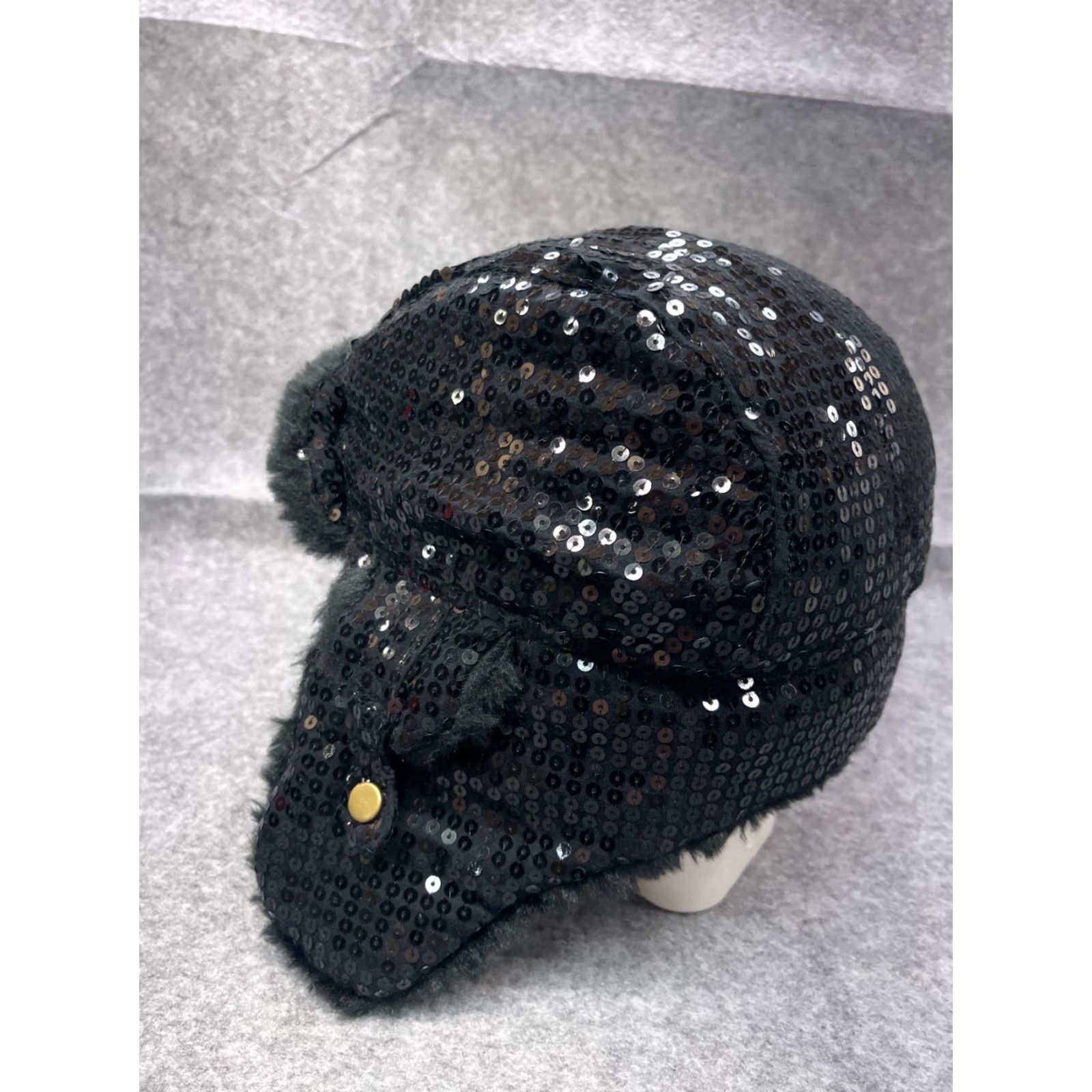 Vintage GMA Accessories Trapper Hat One Size Black Knit Polyester Faux Sequin Womens Size ONE SIZE - 4 Thumbnail