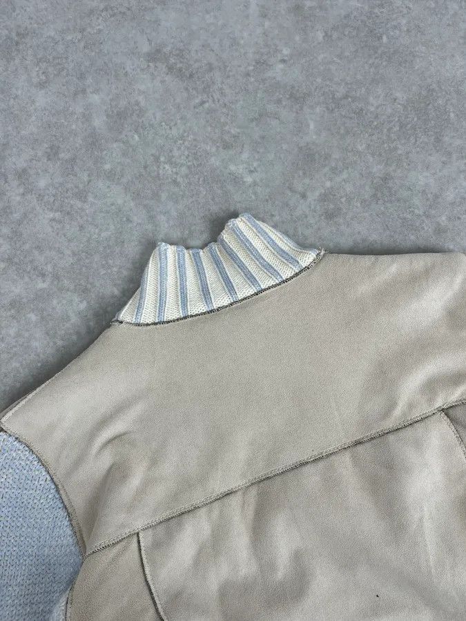 Versace 2000s Versace Blue & Beige Patch Zip-Up Sweater Size US S / EU 44-46 / 1 - 7 Thumbnail