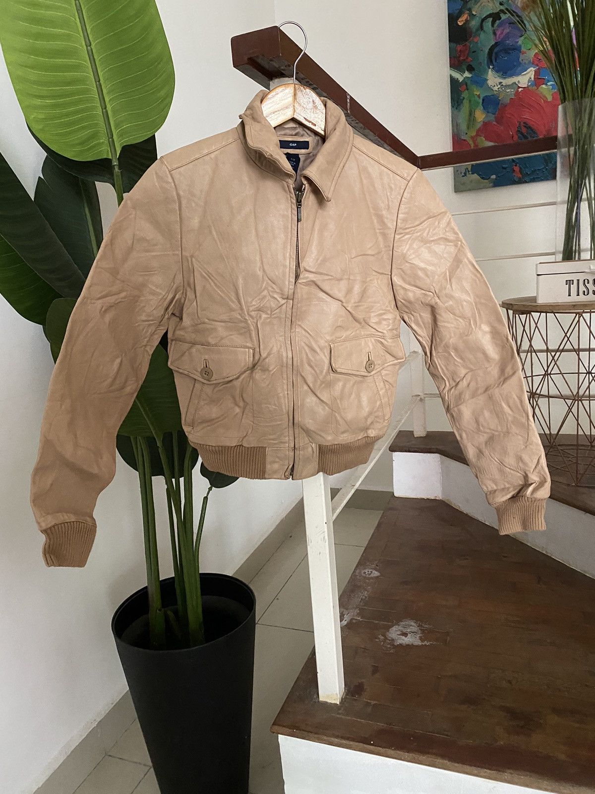 Gap Vintage GAP LEATHER Bomber Jacket nice designer Size US S / EU 44-46 / 1 - 1 Thumbnail