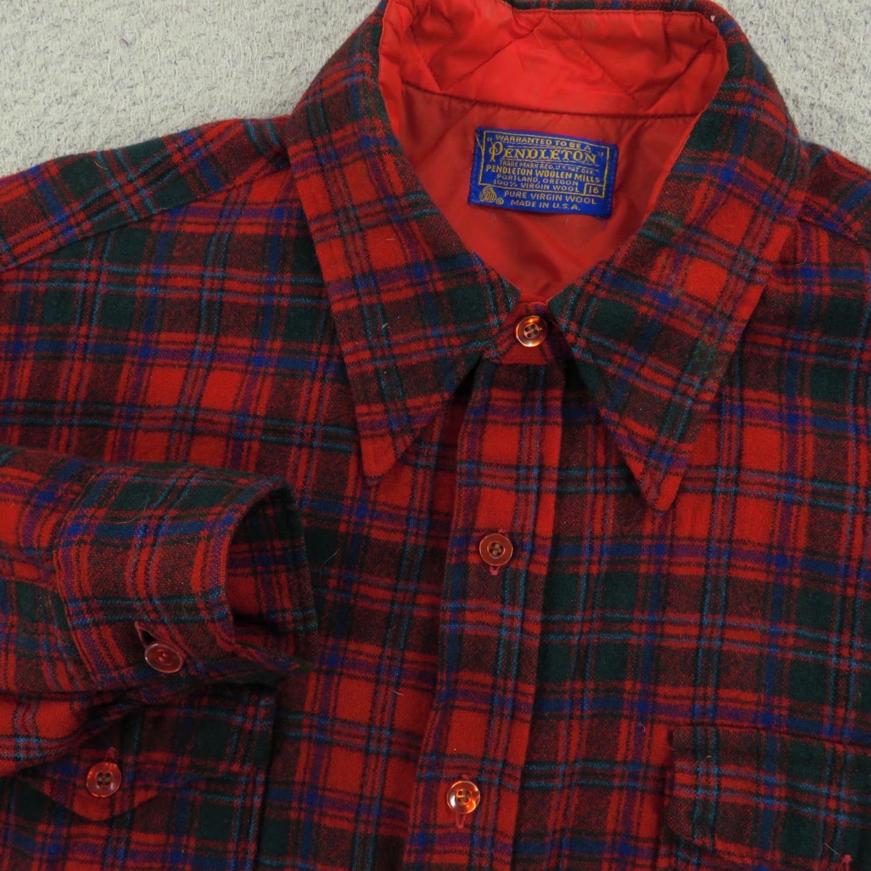 Pendleton VINTAGE Pendleton Shirt Men 16 (Large) Made in USA 80s Button Up Christmas Plaid Shirt Men L Red Wool Flannel Button-Up 80s Pendleton Mens Pants? Size US L / EU 52-54 / 3 - 2 Thumbnail