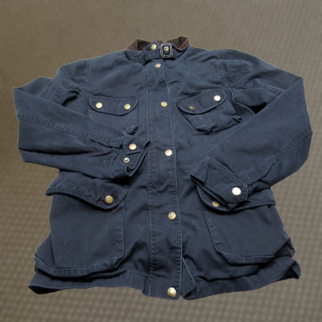 Orvis Orvis Waxed Cotton Field Jacket Women Small Navy Chore Buckle Neck Cargo Vintage Size S / US 4 / IT 40 - 1 Thumbnail
