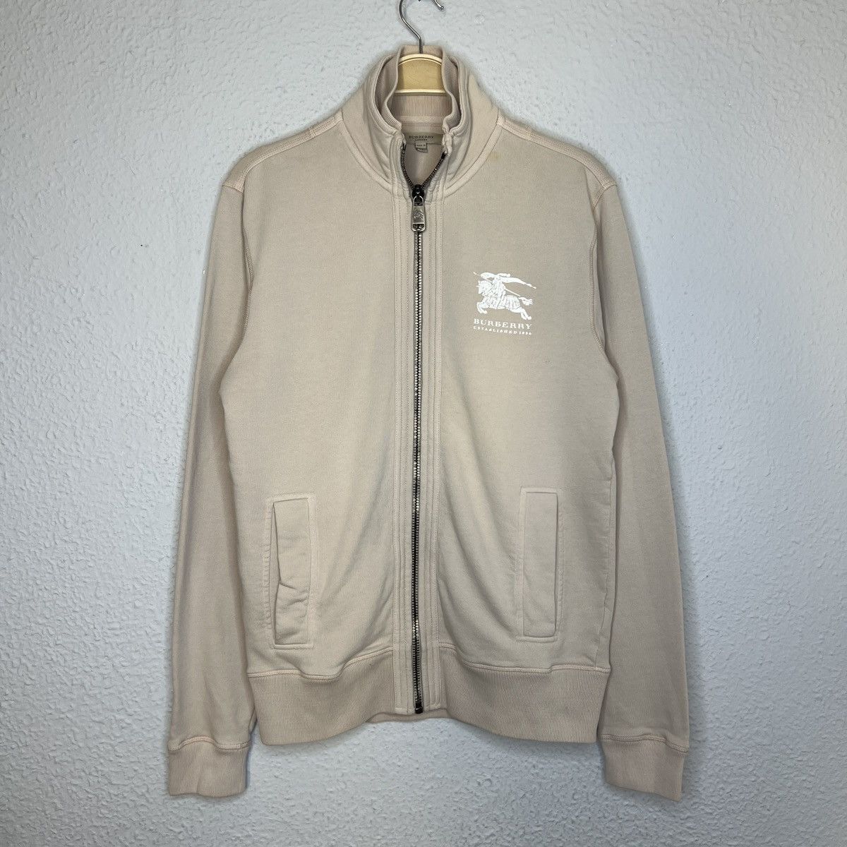 Burberry London Sweatshirt Zip Beige Logo Spellout