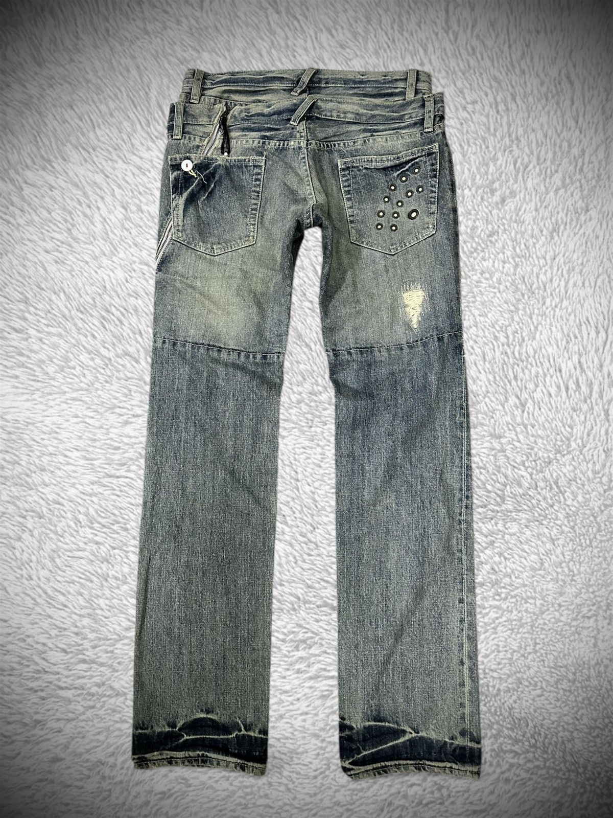 Japanese Brand 💥rare💥 ppfm bondage punk double waist washed denim jeans Size US 32 / EU 48 - 4 Thumbnail