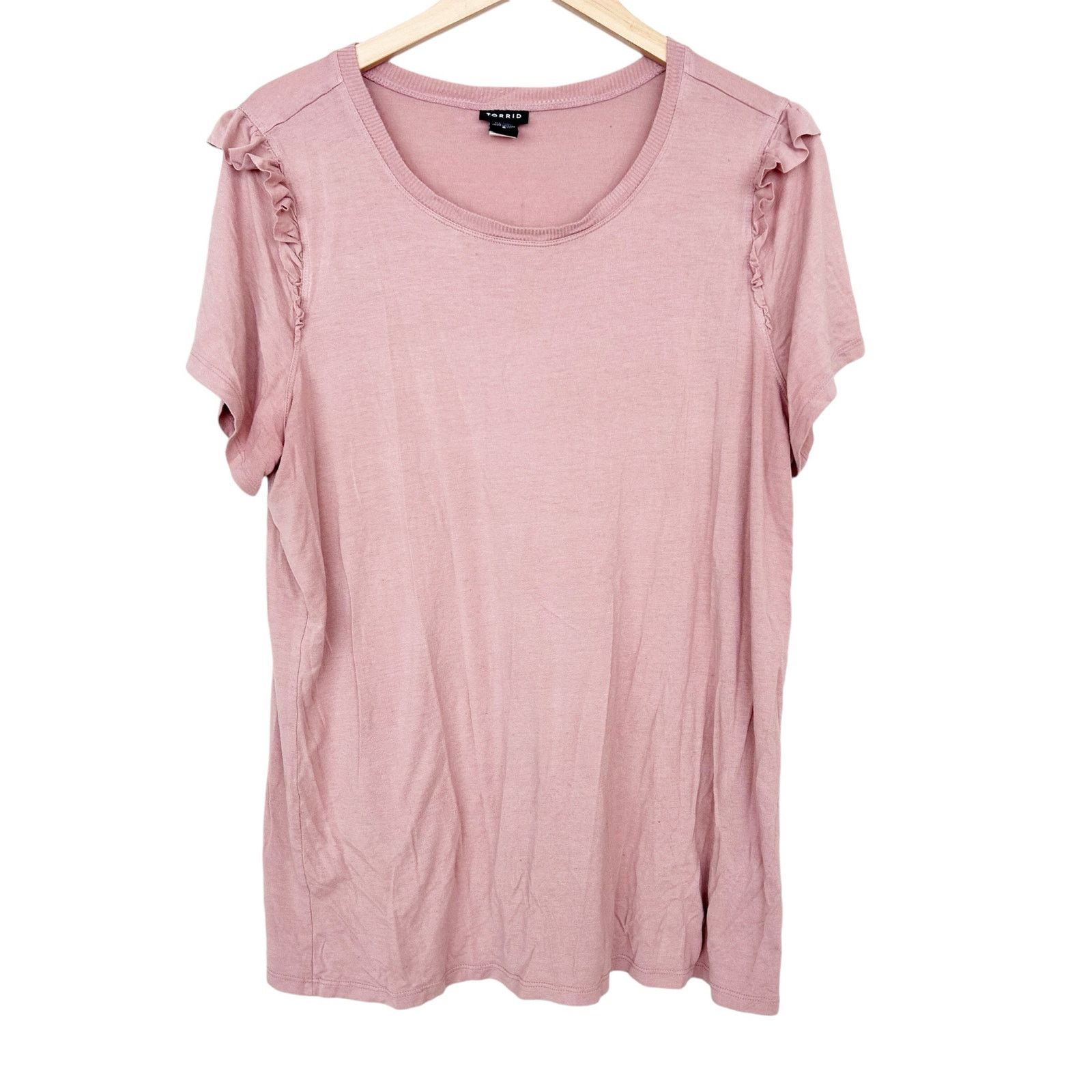 Other Torrid Pink Flutter Sleeve Short Sleeve Shirt Sz 2X Size XXL / US 16-18 / IT 52-54 - 1 Thumbnail
