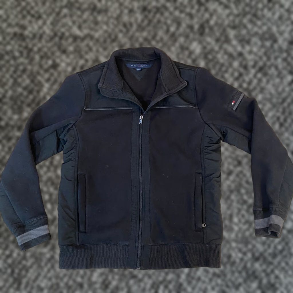 Tommy Hilfiger Tommy Hilfiger Mens Full Zip Track Jacket Black Medium Fleece Nylon Quilted Zipper Pockets Logo Breathable Sporty Casual Training Jacket Size US M / EU 48-50 / 2 - 1 Thumbnail