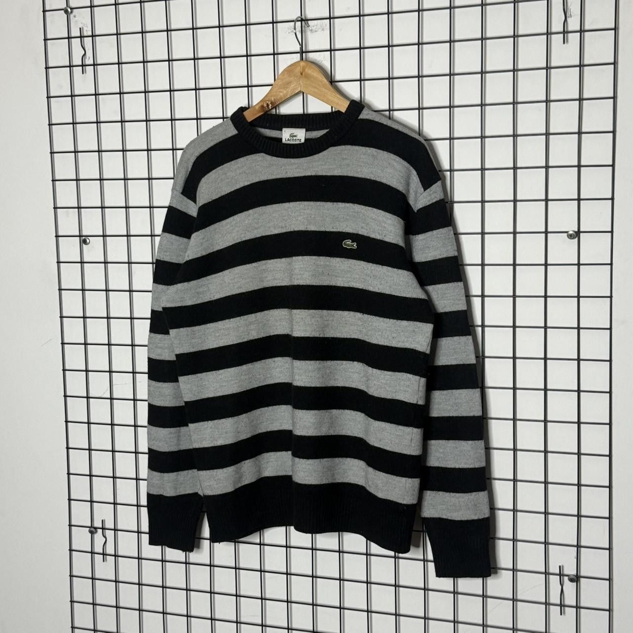 Lacoste Lacoste Lana Wool Jumper Striped Black Grey Size US L / EU 52-54 / 3 - 3 Thumbnail