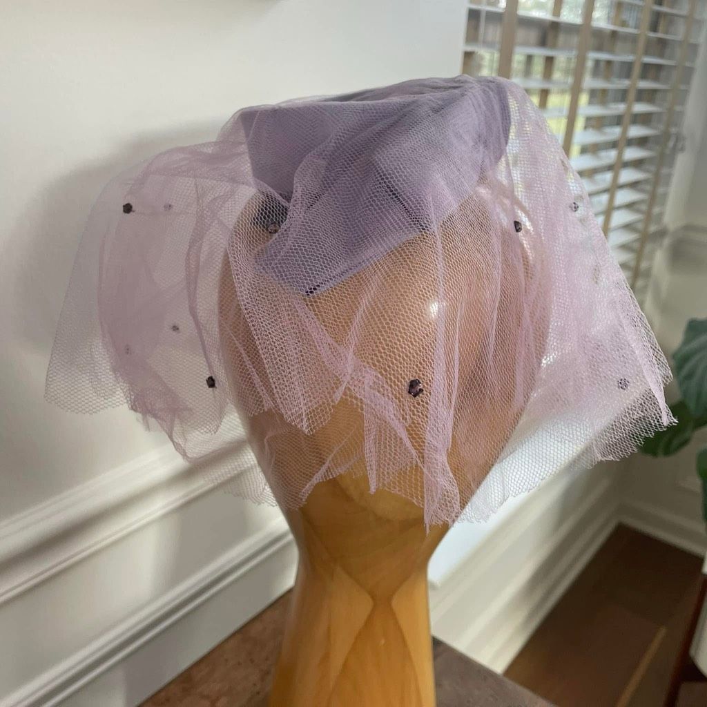 Vintage Vintage 60s Lavender Pastel I Dream of Jeannie Mesh Hat Topper Small Size ONE SIZE - 2 Thumbnail