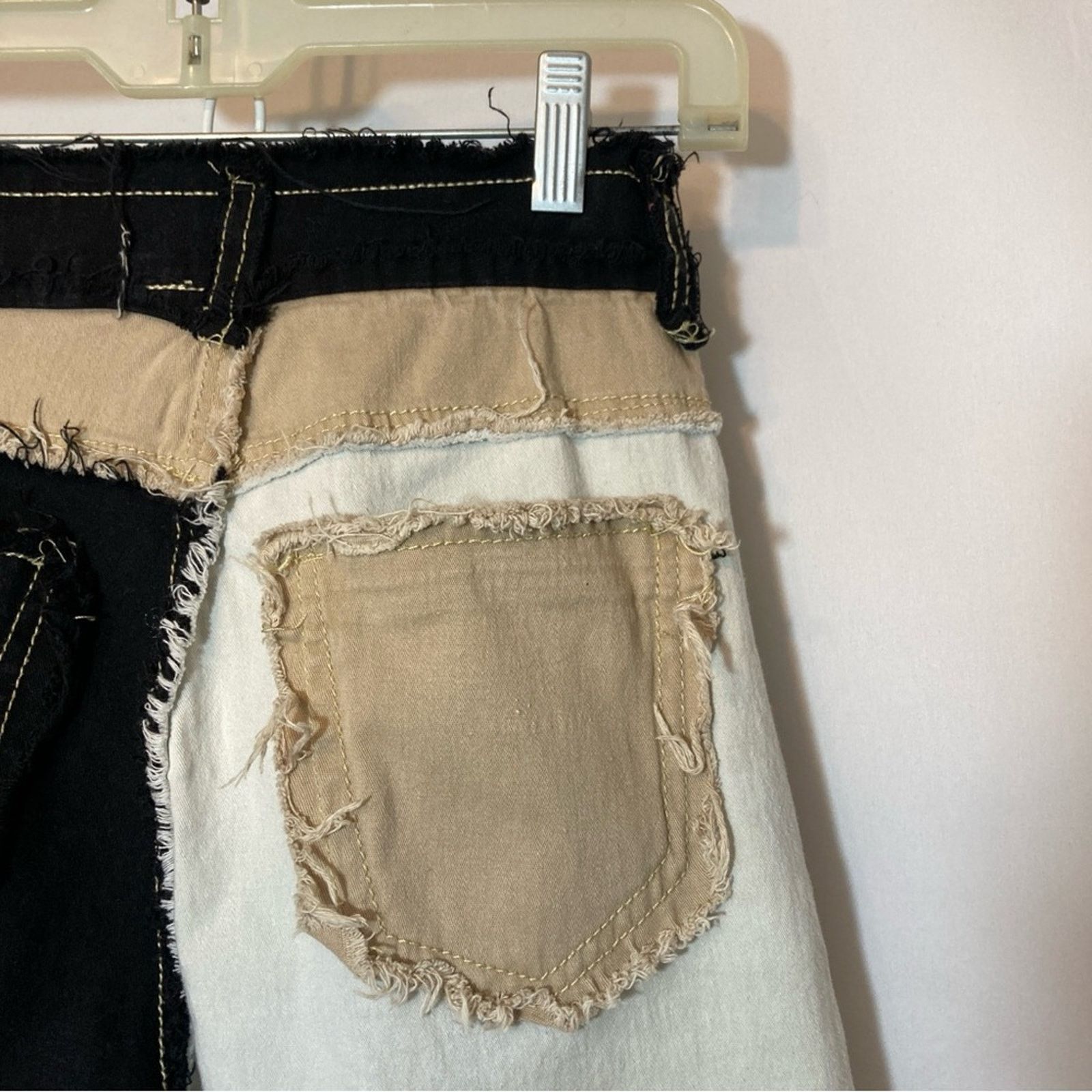 Other Jeans Black White Tan Patchwork Cut Off High Rise Jean Pants Size 27" / US 4 / IT 40 - 7 Thumbnail