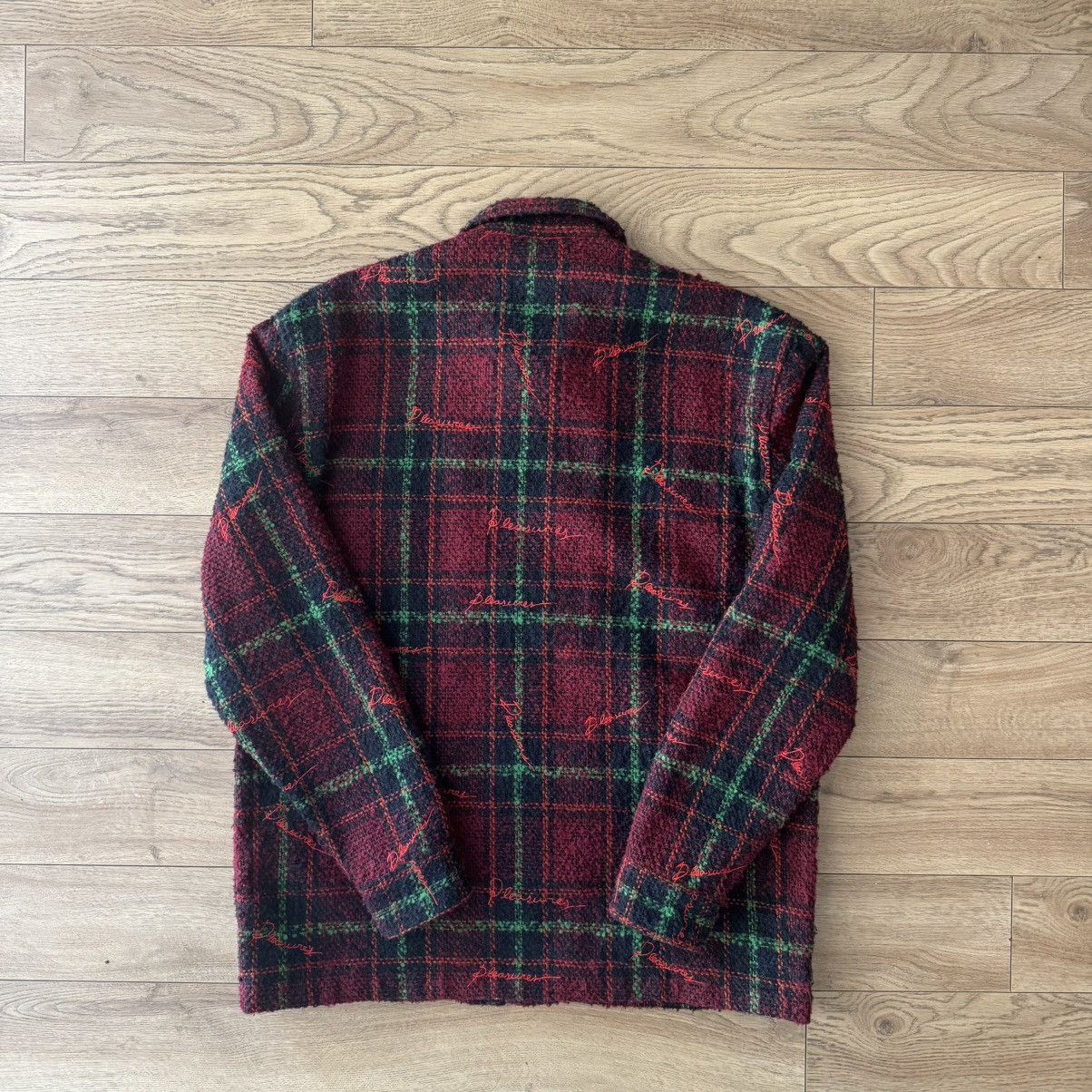 Pleasures Nocturnal Woven Boucle Work Jacket Dark Red Size US XL / EU 56 / 4 - 4 Thumbnail