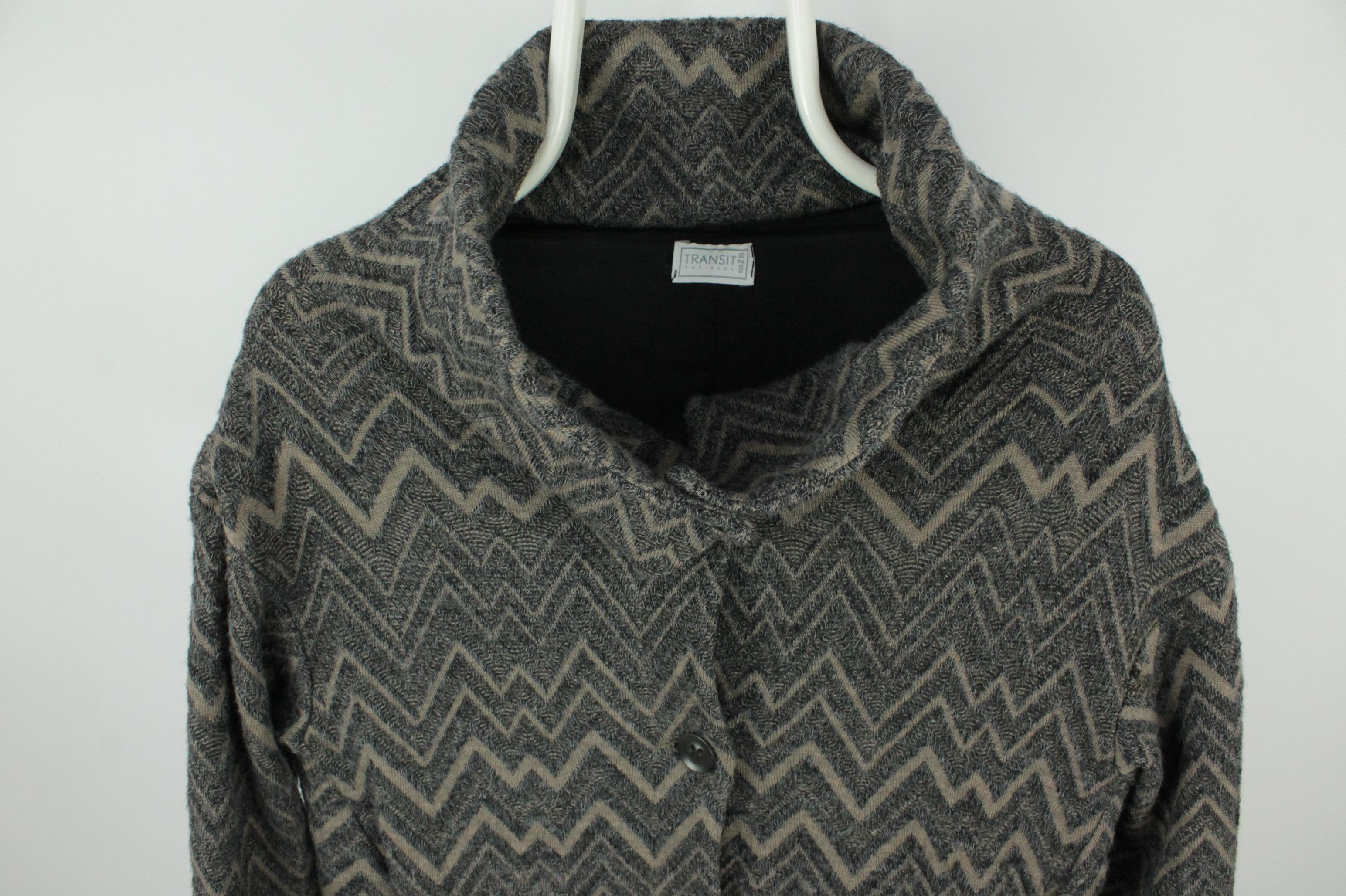 Transit Transit Par-Such Knitted Wool Blend Stand Collar Coat Size M / US 6-8 / IT 42-44 - 2 Thumbnail