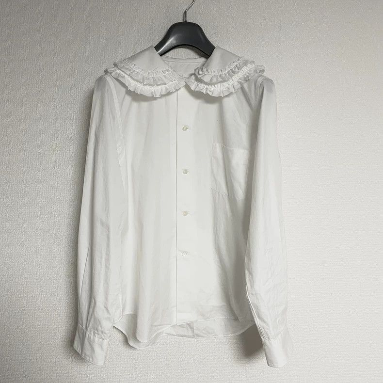 Comme Des Garcons Versatile White Shirt with Double Ruffle