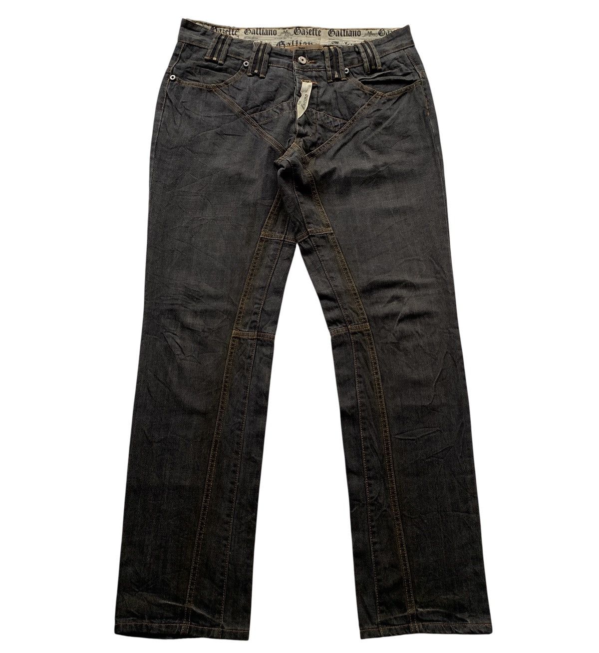 Japanese Brand Vintage John Galliano Gazette Newspaper Denim Pants Designer Size US 34 / EU 50 - 1 Thumbnail