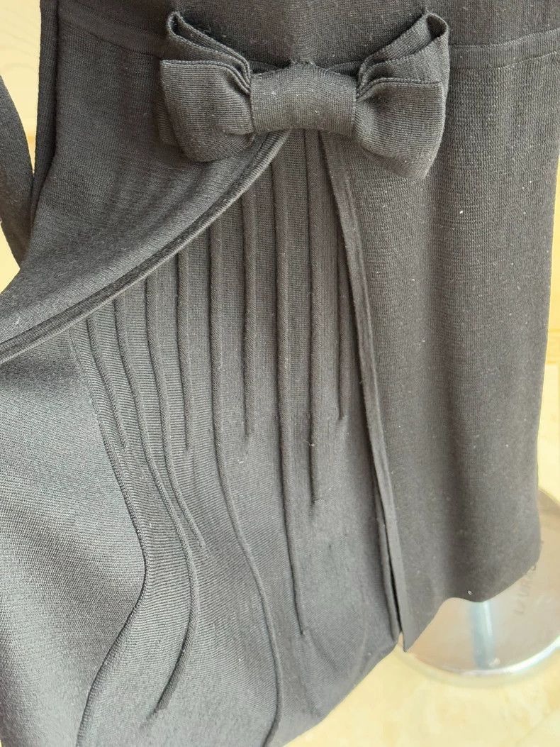 Celine Black Wool Dress with Bow Detail Size 32" / US 10 / IT 46 - 5 Thumbnail