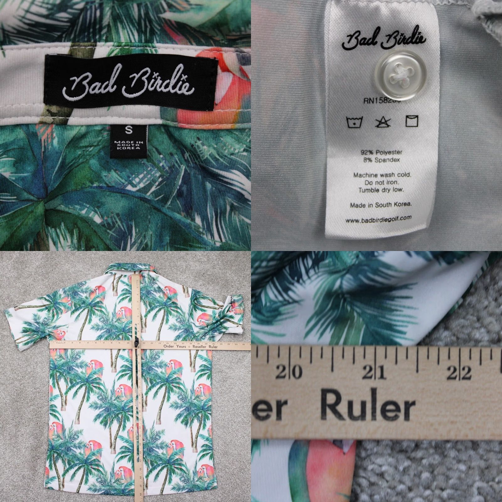 Vintage Bad Birdie Polo Shirt Mens Small Green Island Hopper Golf Palm Trees Print /S Size US S / EU 44-46 / 1 - 8 Thumbnail