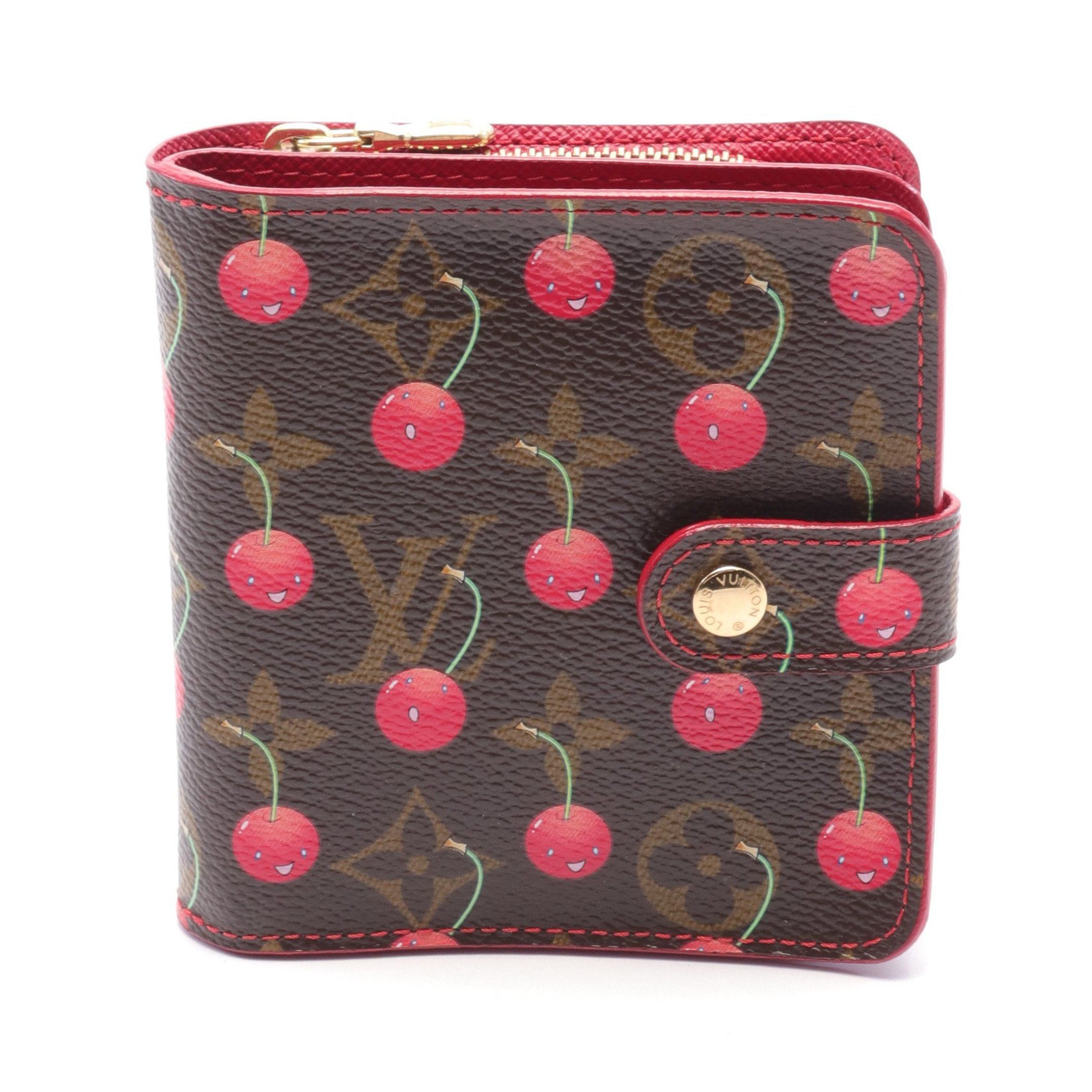 Louis Vuitton Louis Vuitton Compact Zip Monogram Cherry Bi-Fold Wallet Brown Red Size ONE SIZE - 1 Thumbnail