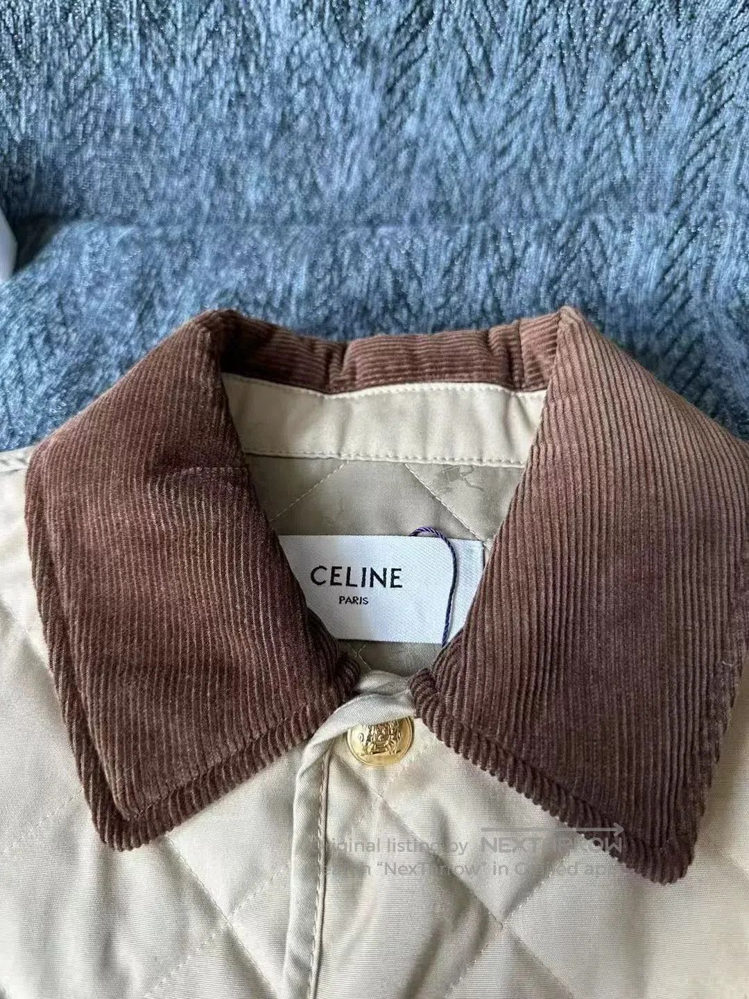 Celine celine beige quilted cotton coat with collar. Size S / US 4 / IT 40 - 3 Thumbnail