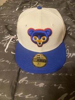 New Era Fitted Hat 7 1/4 MLB Club Chicago Cubs Exclusive Script Grail PB&J  Pin