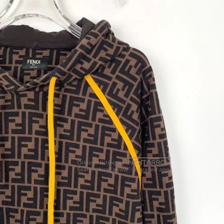 Fendi Fendi Dark Brown Logo Letter Printed Cotton Hooded Sweatsh Size US M / EU 48-50 / 2 - 3 Thumbnail